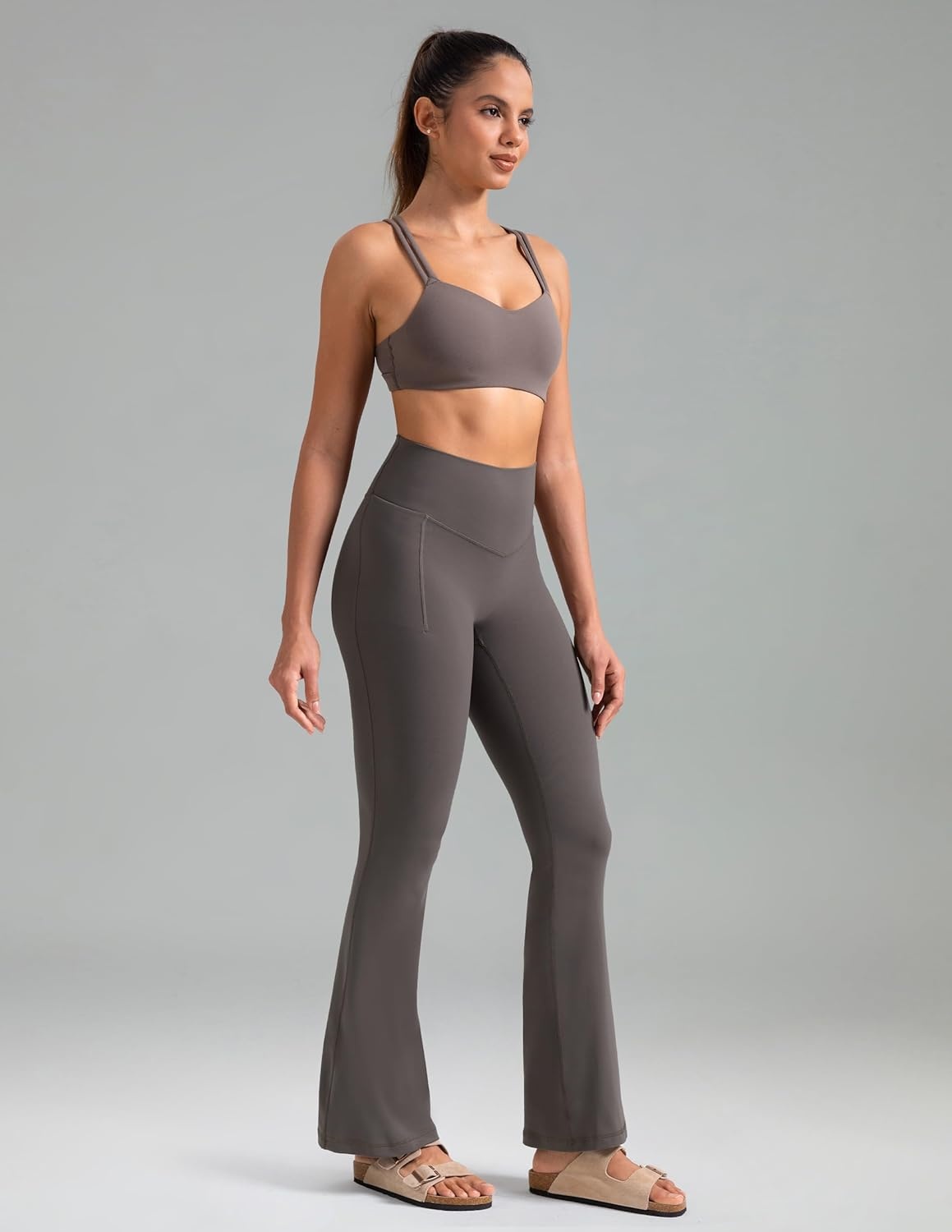 image:imageColorfulkoala Dreamlux Flare Leggings for Women with Pockets High Waist No Front Seam Yoga Pants 275 295 315Major Brown
