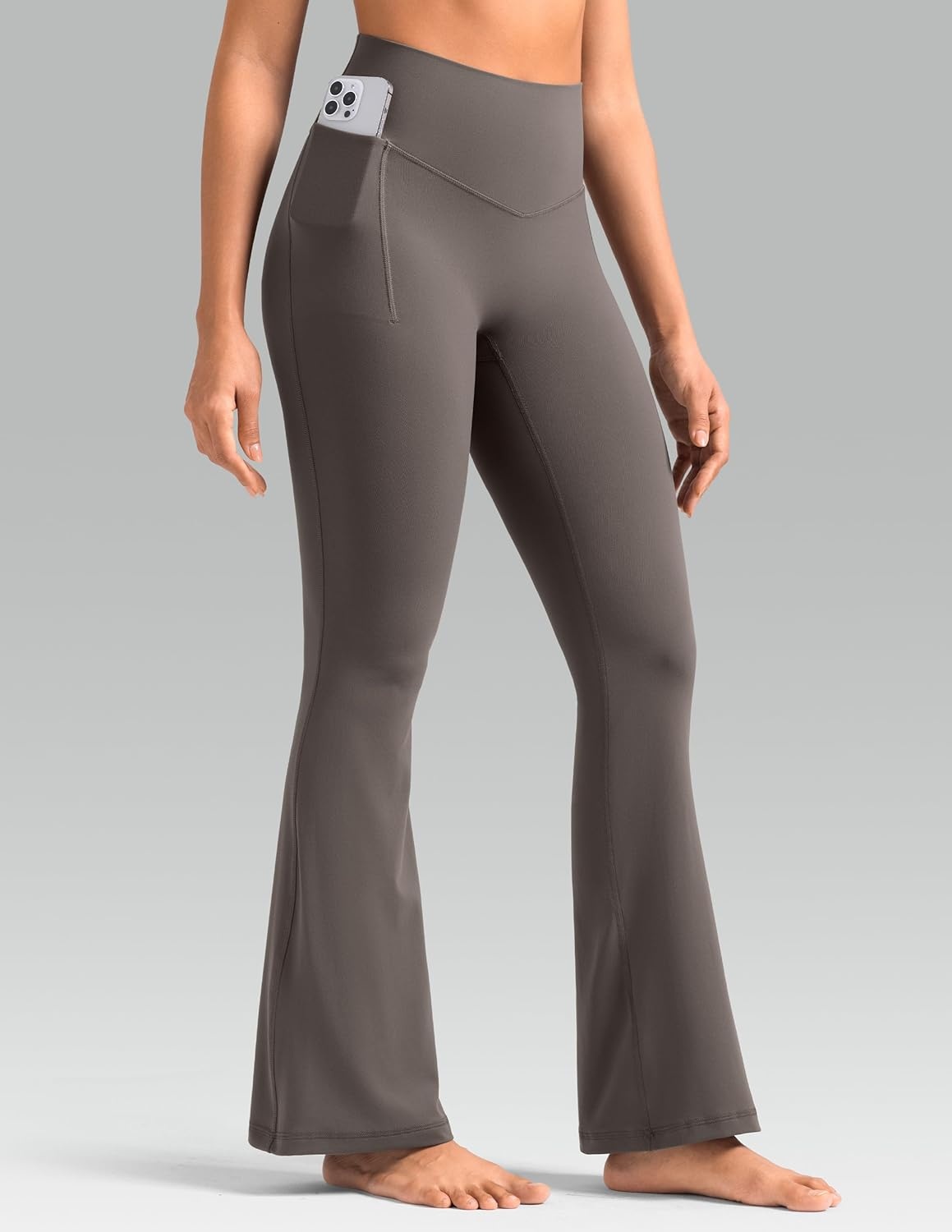 image:imageColorfulkoala Dreamlux Flare Leggings for Women with Pockets High Waist No Front Seam Yoga Pants 275 295 315Major Brown