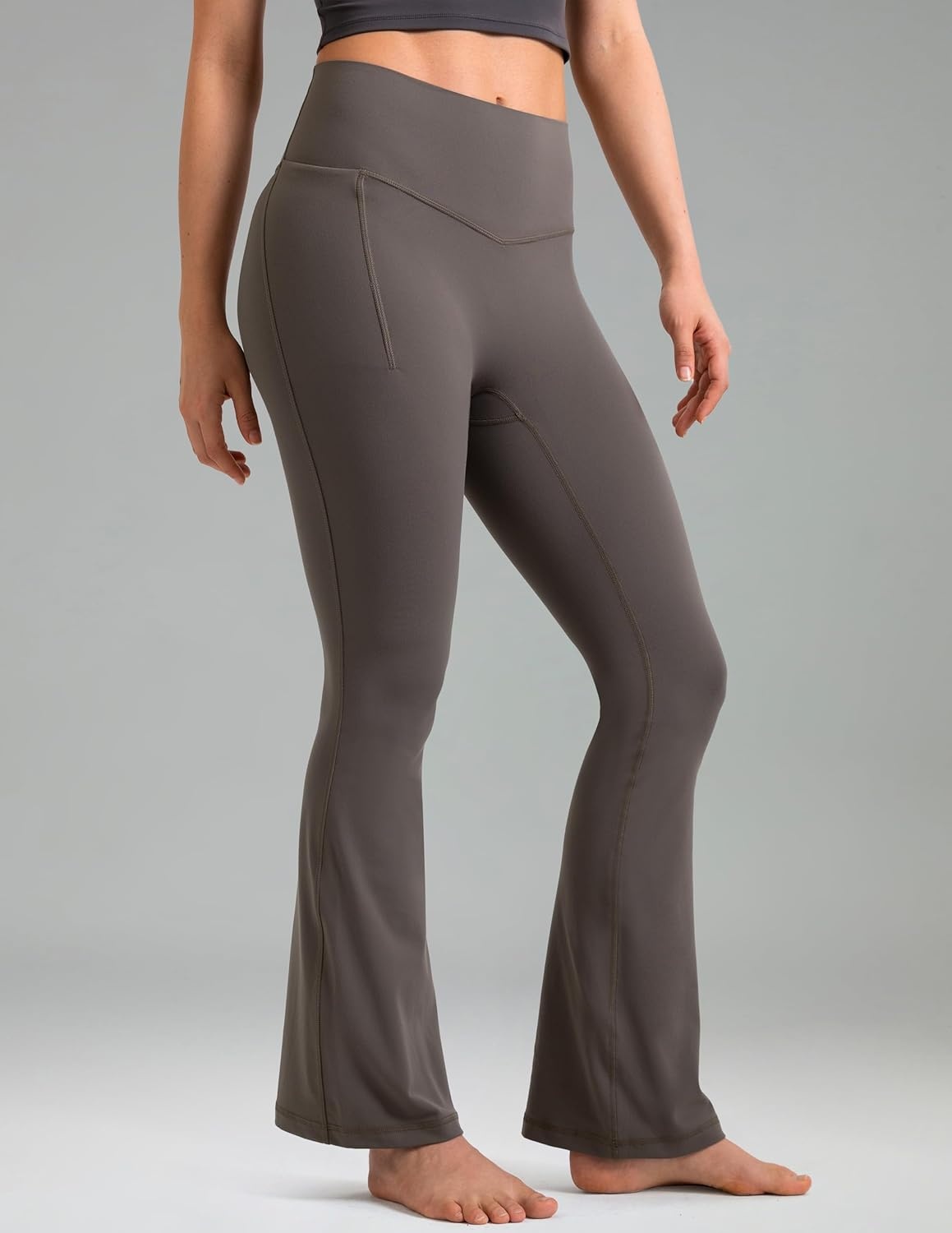 image:imageColorfulkoala Dreamlux Flare Leggings for Women with Pockets High Waist No Front Seam Yoga Pants 275 295 315Major Brown