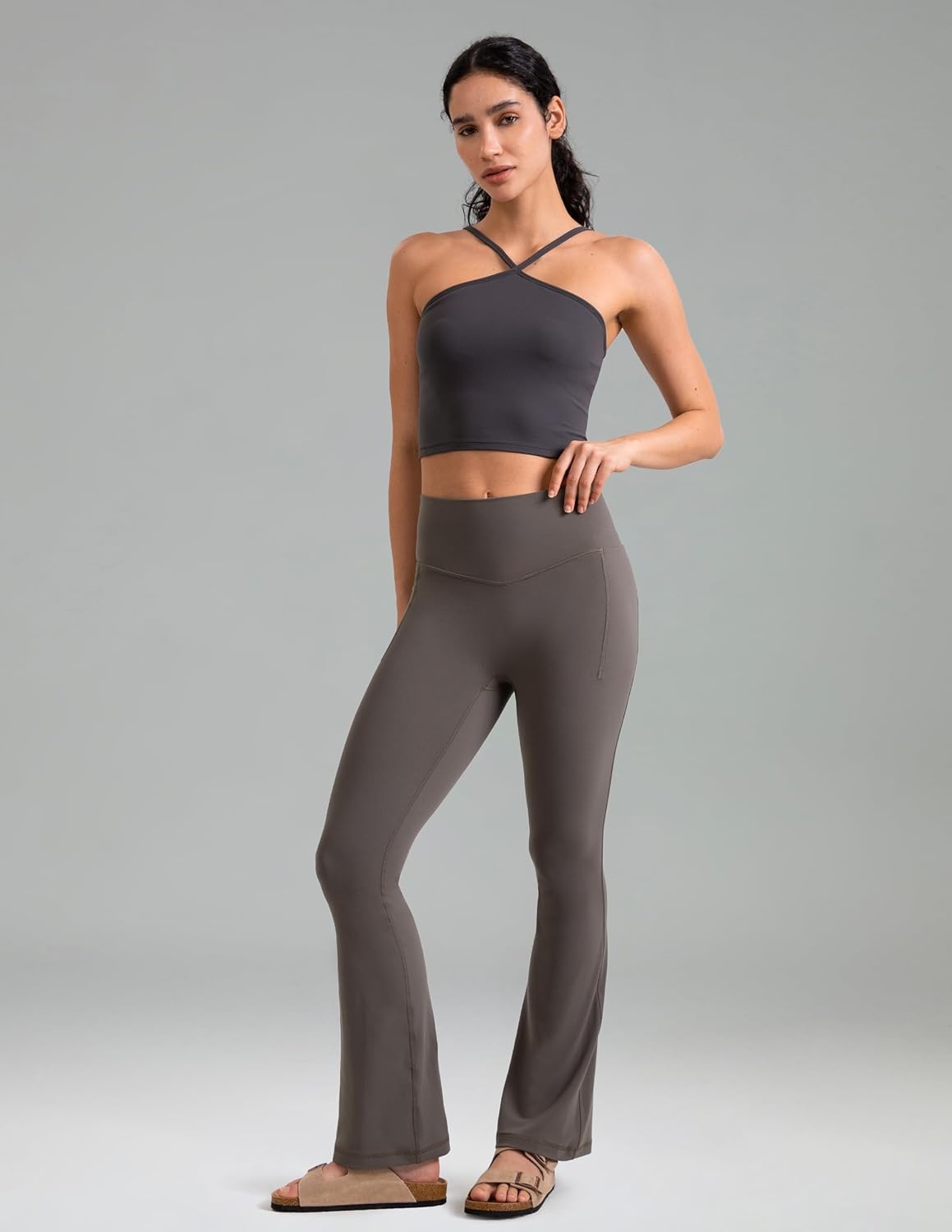 image:imageColorfulkoala Dreamlux Flare Leggings for Women with Pockets High Waist No Front Seam Yoga Pants 275 295 315Major Brown