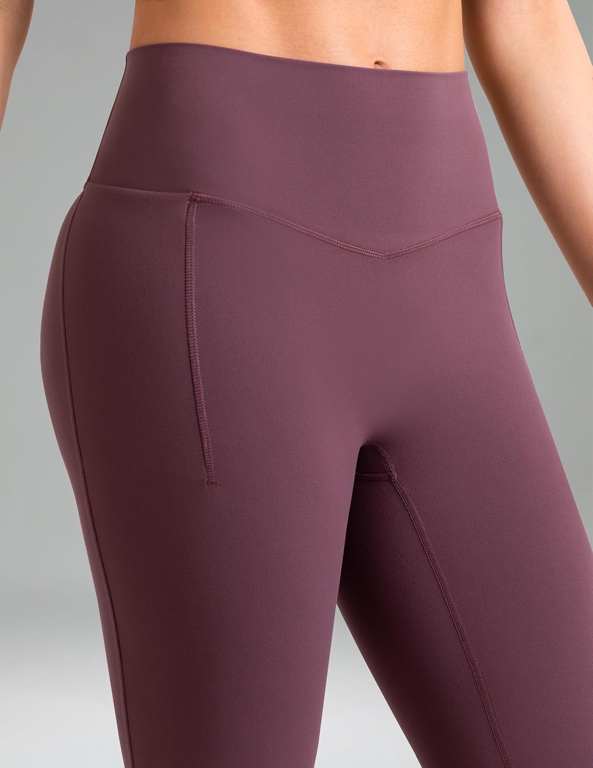image:imageColorfulkoala Dreamlux Flare Leggings for Women with Pockets High Waist No Front Seam Yoga Pants 275 295 315Plum Red