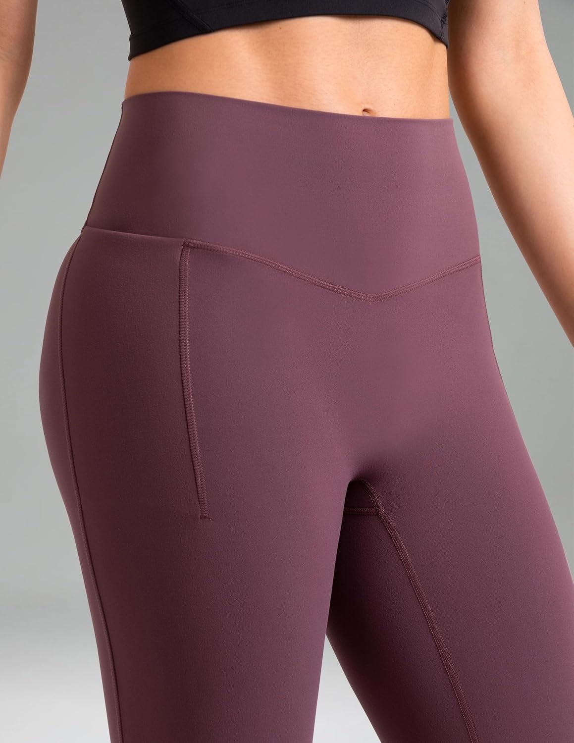 image:imageColorfulkoala Dreamlux Flare Leggings for Women with Pockets High Waist No Front Seam Yoga Pants 275 295 315Plum Red