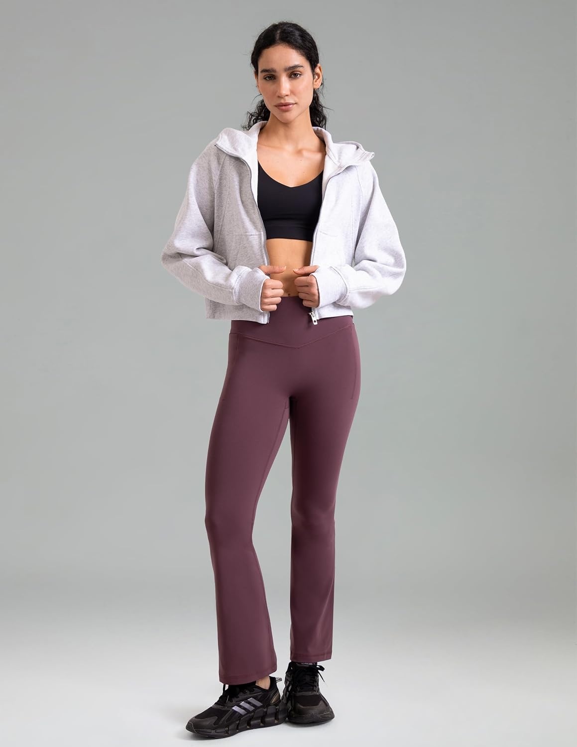 image:imageColorfulkoala Dreamlux Flare Leggings for Women with Pockets High Waist No Front Seam Yoga Pants 275 295 315Plum Red