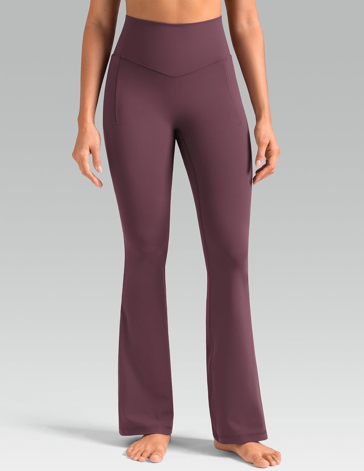 image:imageColorfulkoala Dreamlux Flare Leggings for Women with Pockets High Waist No Front Seam Yoga Pants 275 295 315Plum Red