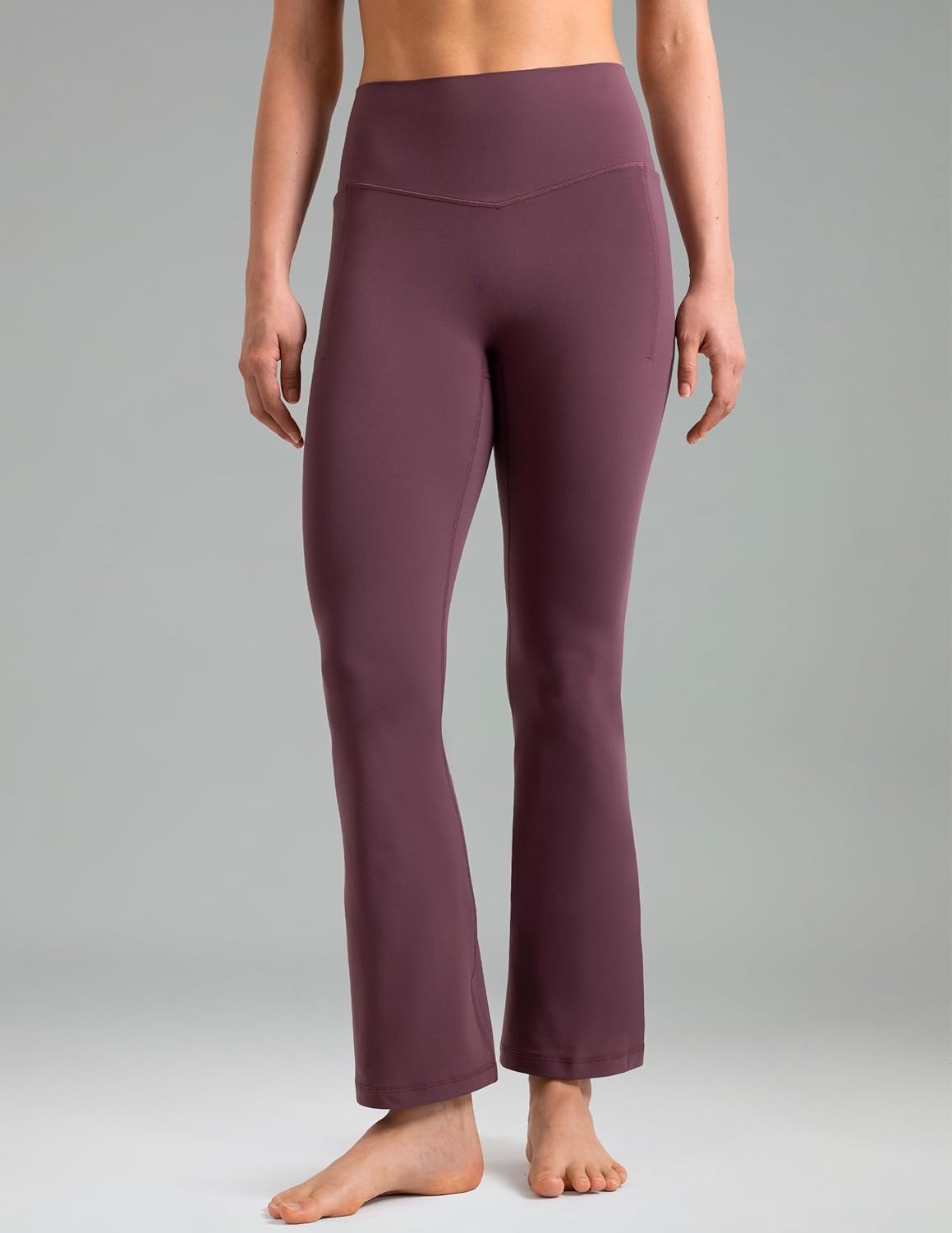 image:imageColorfulkoala Dreamlux Flare Leggings for Women with Pockets High Waist No Front Seam Yoga Pants 275 295 315Plum Red