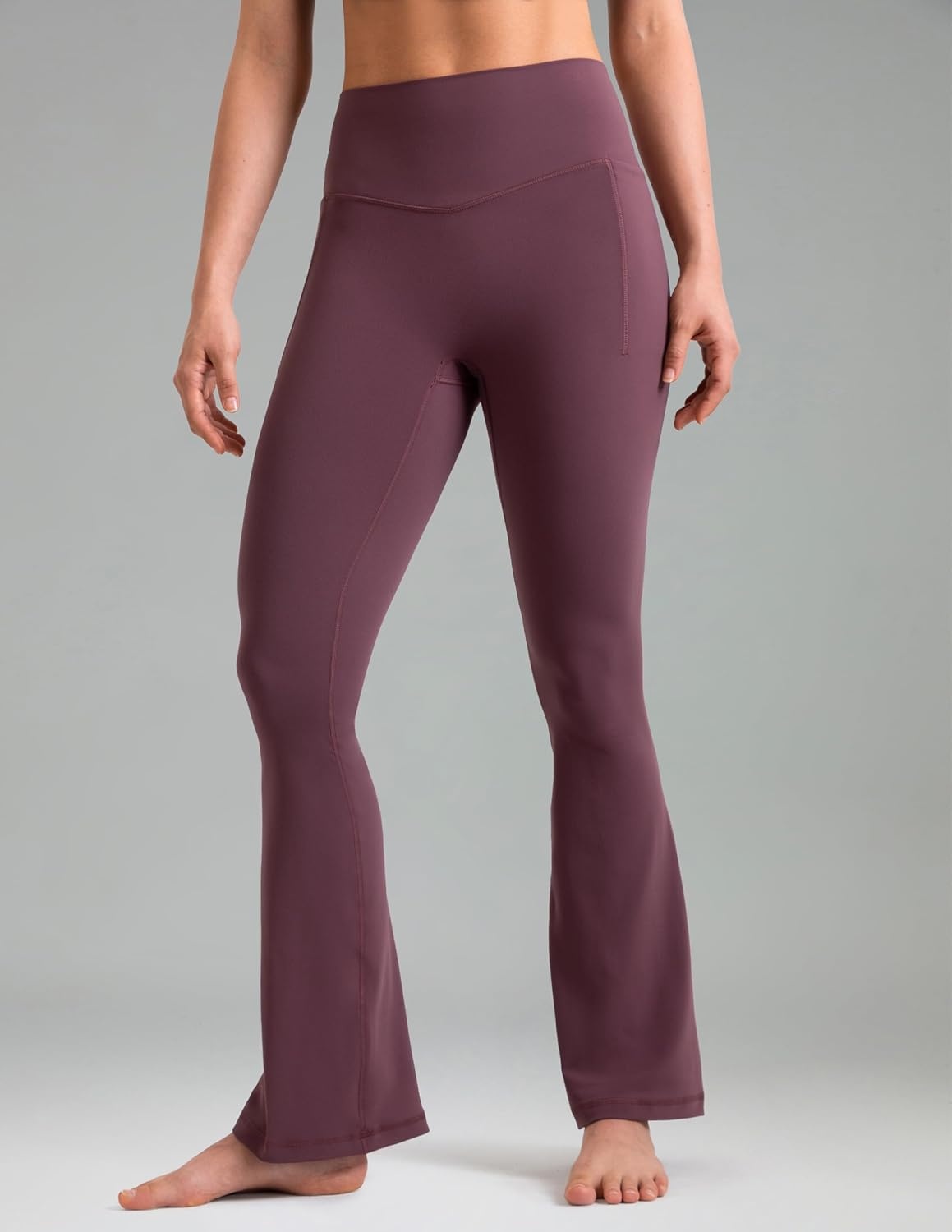 image:imageColorfulkoala Dreamlux Flare Leggings for Women with Pockets High Waist No Front Seam Yoga Pants 275 295 315Plum Red