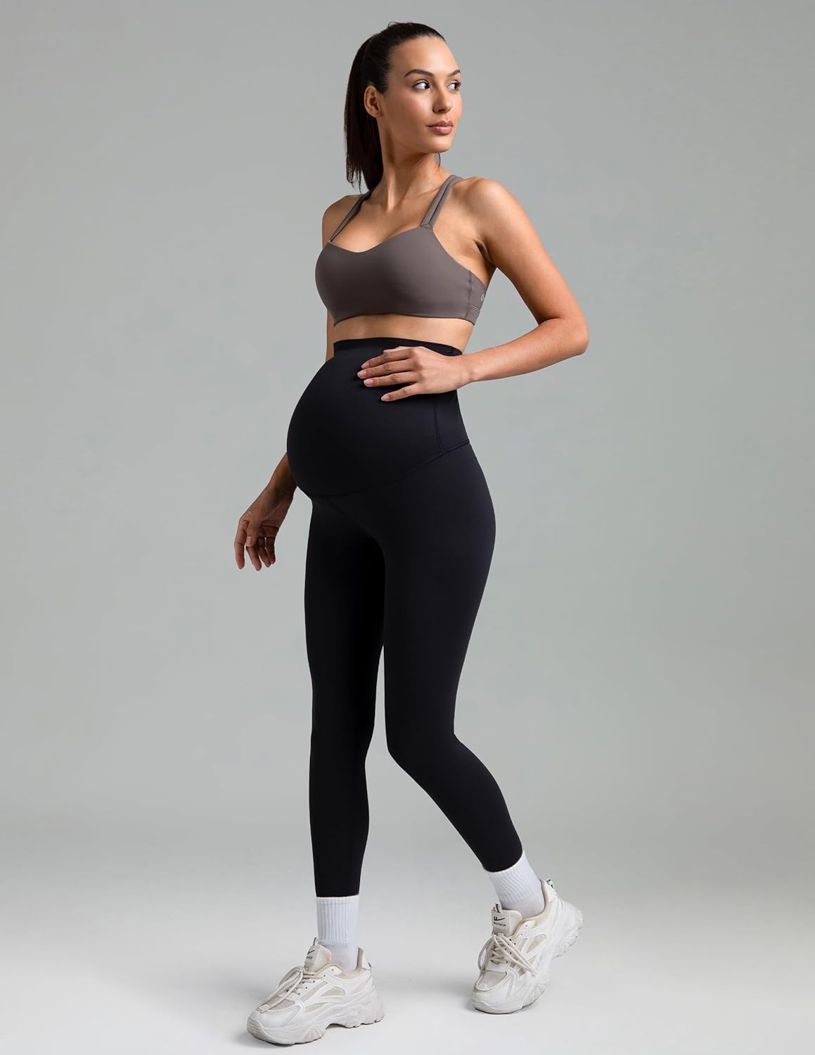 image:imageColorfulkoala Womens Dreamlux Maternity Leggings Over The Belly 25 28 Inseam Soft Workout Activewear Yoga Pregnancy PantsBlack