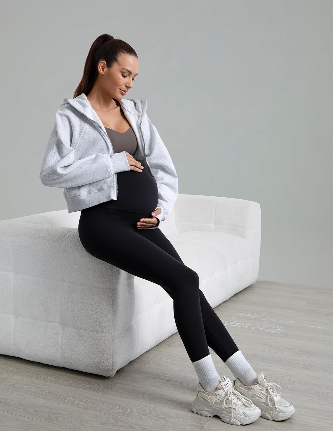 image:imageColorfulkoala Womens Dreamlux Maternity Leggings Over The Belly 25 28 Inseam Soft Workout Activewear Yoga Pregnancy PantsBlack