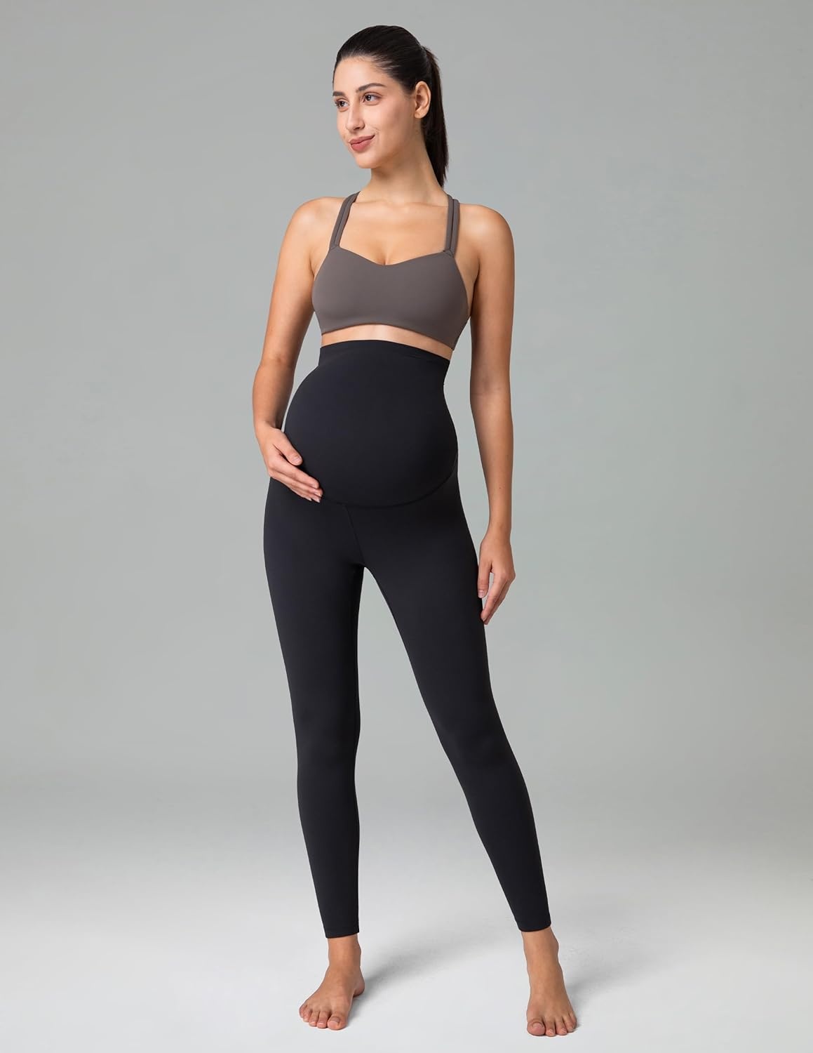 image:imageColorfulkoala Womens Dreamlux Maternity Leggings Over The Belly 25 28 Inseam Soft Workout Activewear Yoga Pregnancy PantsBlack