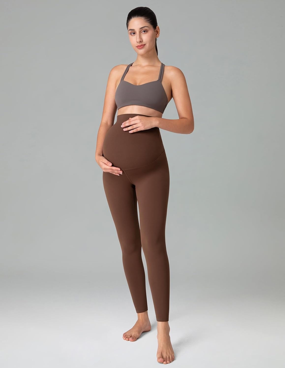 image:imageColorfulkoala Womens Dreamlux Maternity Leggings Over The Belly 25 28 Inseam Soft Workout Activewear Yoga Pregnancy PantsCocoa