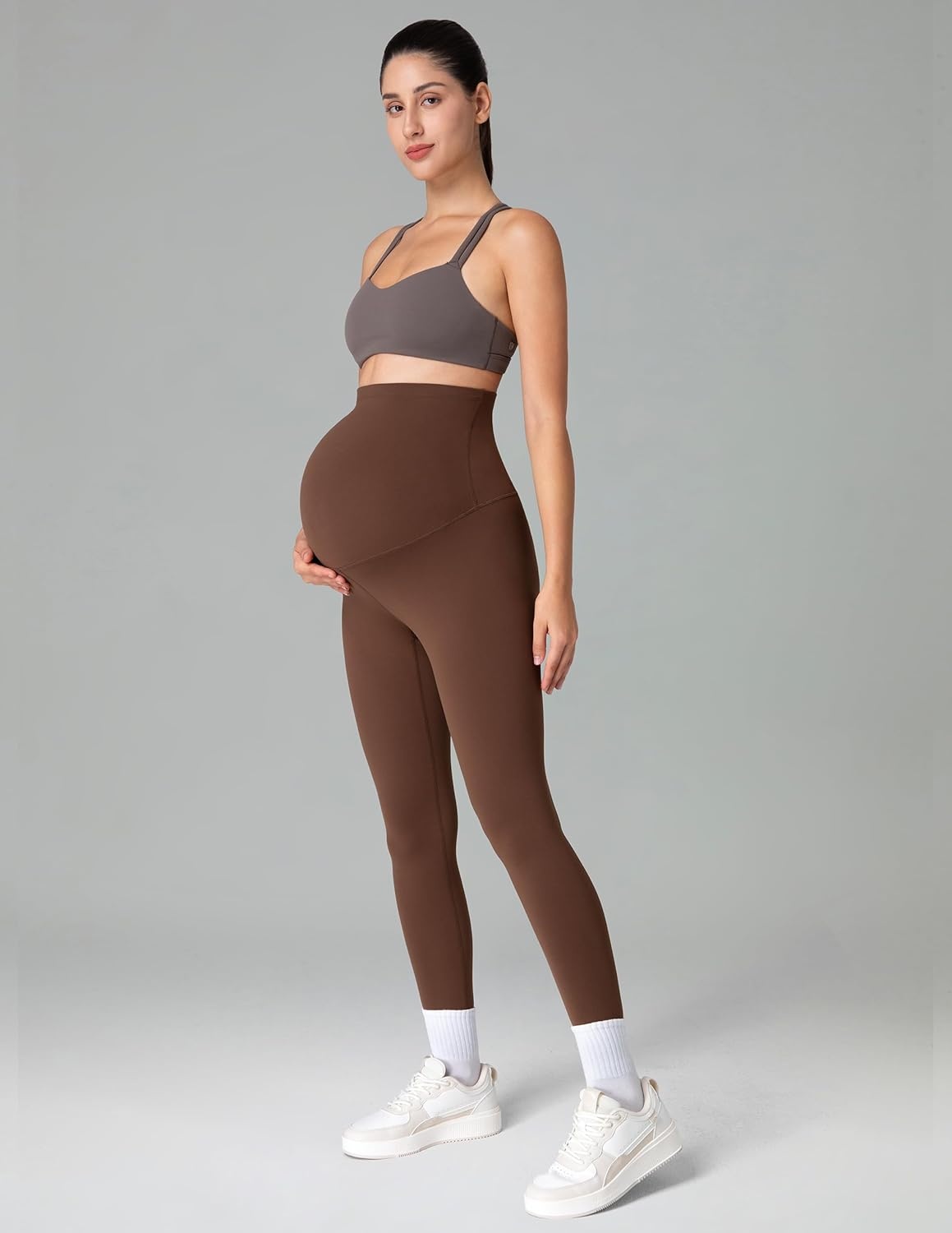 image:imageColorfulkoala Womens Dreamlux Maternity Leggings Over The Belly 25 28 Inseam Soft Workout Activewear Yoga Pregnancy PantsCocoa