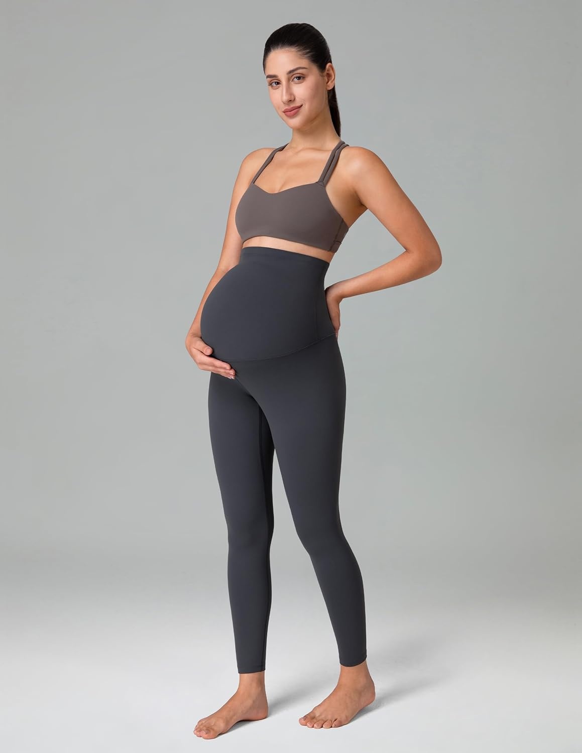 image:imageColorfulkoala Womens Dreamlux Maternity Leggings Over The Belly 25 28 Inseam Soft Workout Activewear Yoga Pregnancy PantsDark Carbon