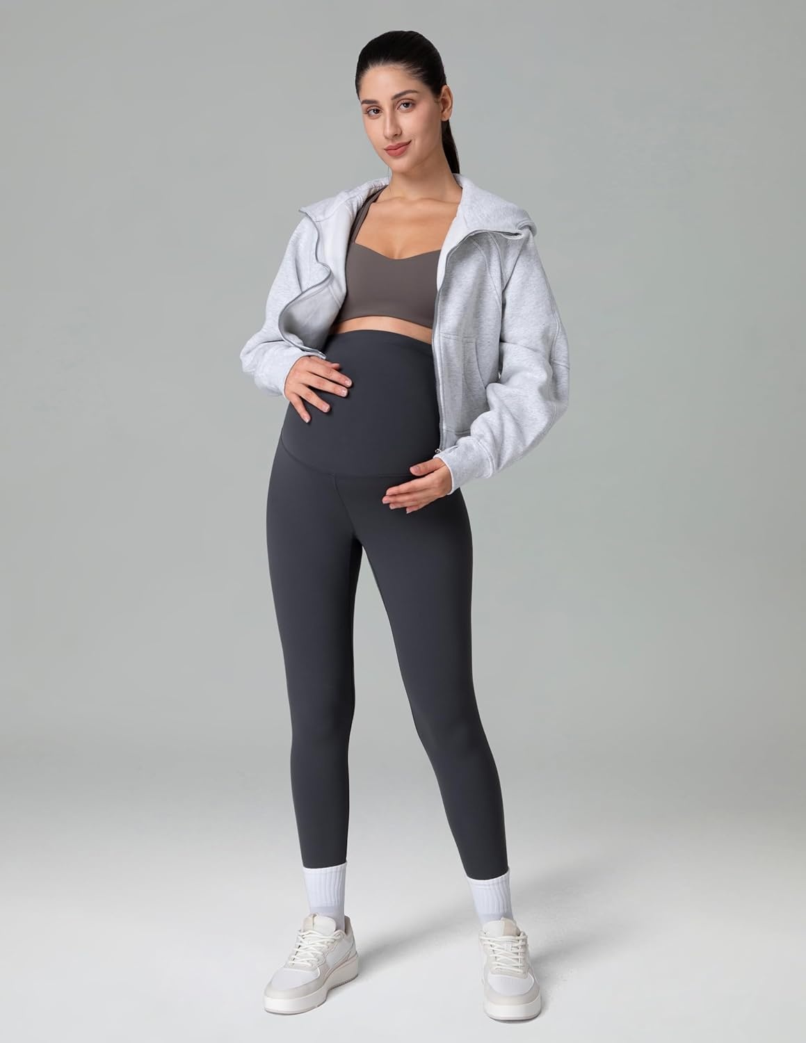 image:imageColorfulkoala Womens Dreamlux Maternity Leggings Over The Belly 25 28 Inseam Soft Workout Activewear Yoga Pregnancy PantsDark Carbon