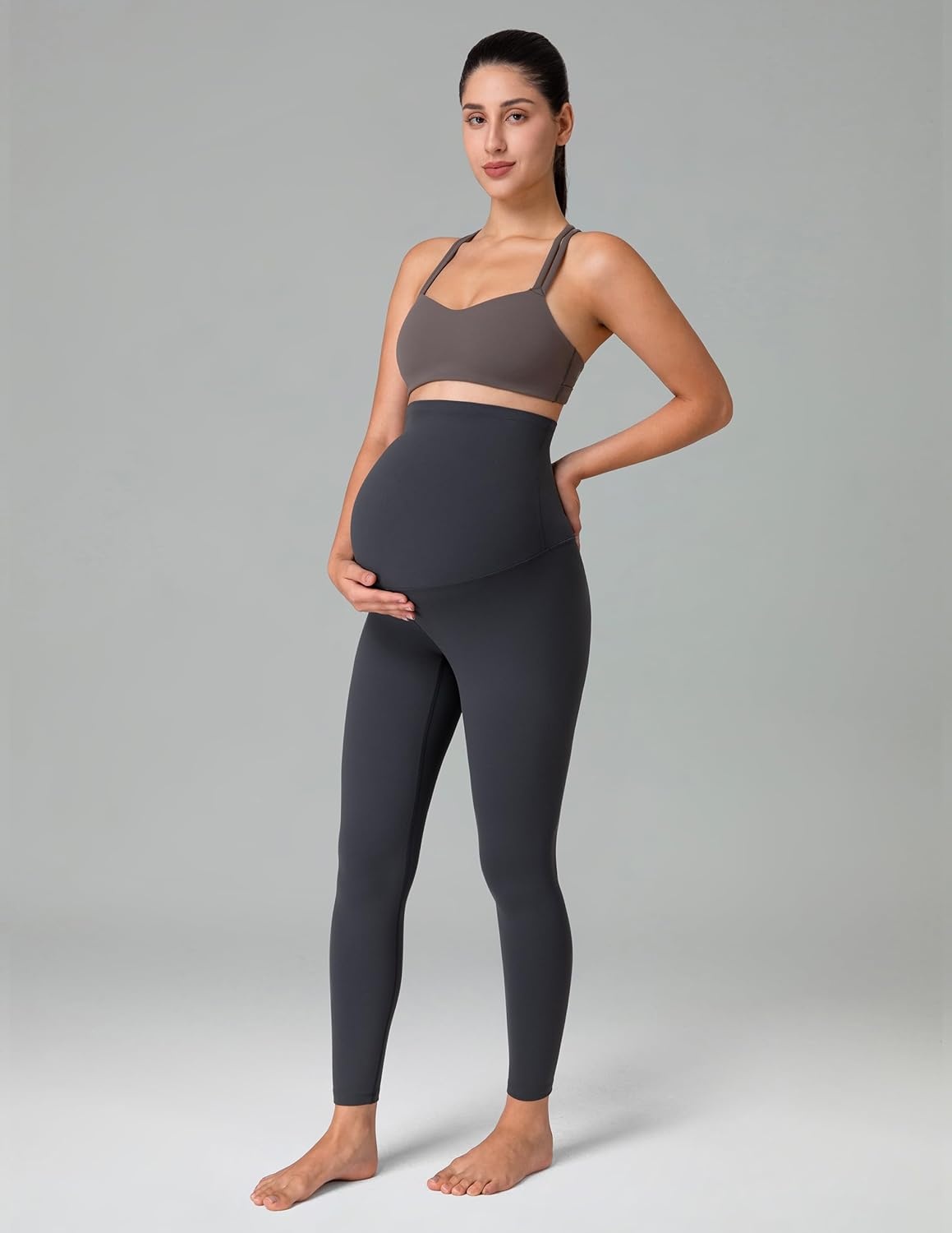 image:imageColorfulkoala Womens Dreamlux Maternity Leggings Over The Belly 25 28 Inseam Soft Workout Activewear Yoga Pregnancy PantsDark Carbon