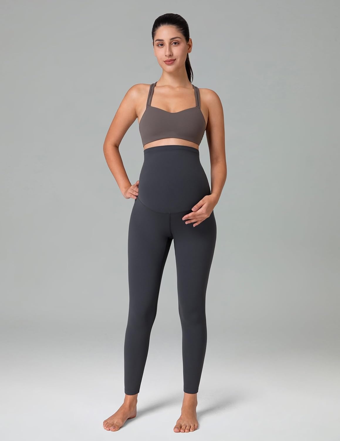 image:imageColorfulkoala Womens Dreamlux Maternity Leggings Over The Belly 25 28 Inseam Soft Workout Activewear Yoga Pregnancy PantsDark Carbon