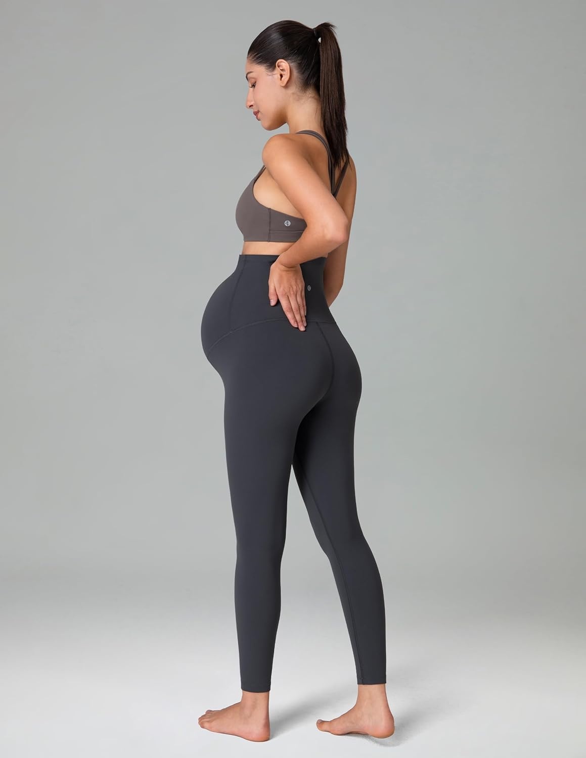 image:imageColorfulkoala Womens Dreamlux Maternity Leggings Over The Belly 25 28 Inseam Soft Workout Activewear Yoga Pregnancy PantsDark Carbon
