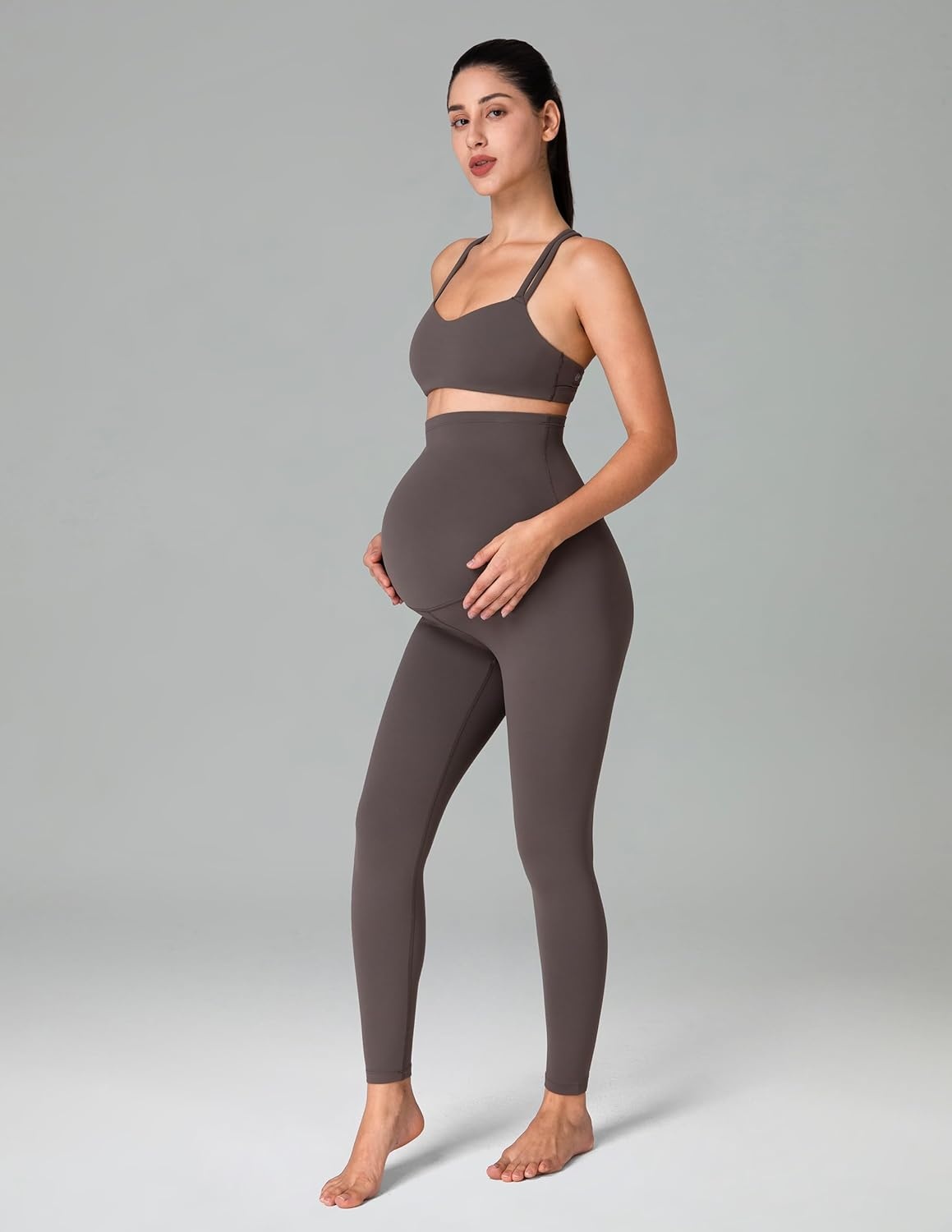 image:imageColorfulkoala Womens Dreamlux Maternity Leggings Over The Belly 25 28 Inseam Soft Workout Activewear Yoga Pregnancy PantsMajor Brown