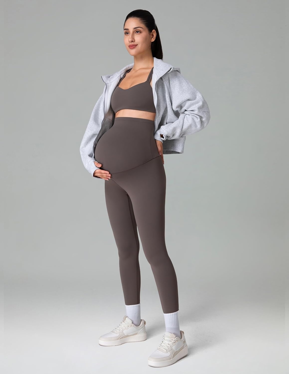 image:imageColorfulkoala Womens Dreamlux Maternity Leggings Over The Belly 25 28 Inseam Soft Workout Activewear Yoga Pregnancy PantsMajor Brown