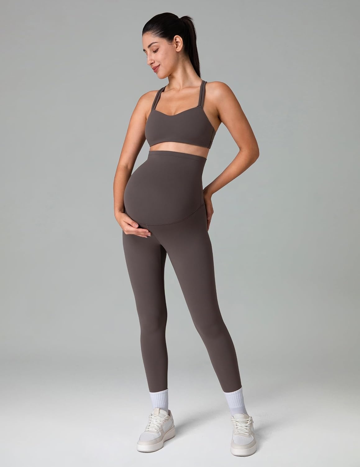 image:imageColorfulkoala Womens Dreamlux Maternity Leggings Over The Belly 25 28 Inseam Soft Workout Activewear Yoga Pregnancy PantsMajor Brown