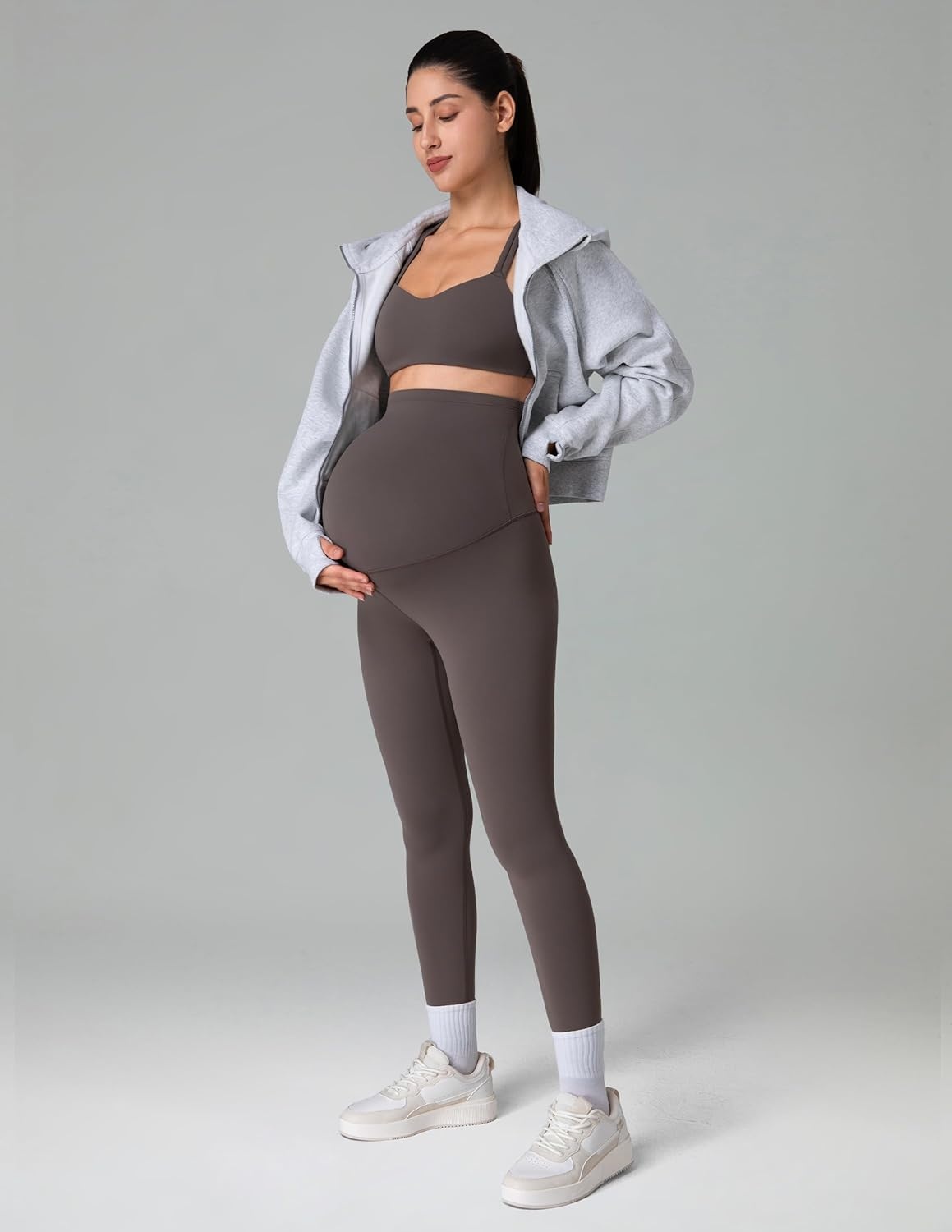image:imageColorfulkoala Womens Dreamlux Maternity Leggings Over The Belly 25 28 Inseam Soft Workout Activewear Yoga Pregnancy PantsMajor Brown