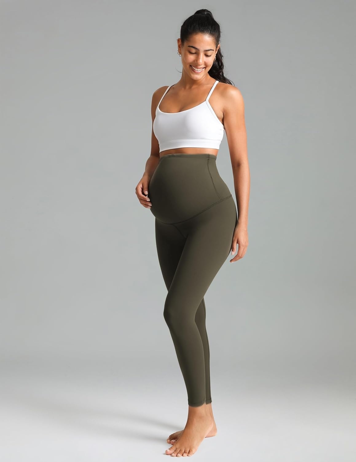 image:imageColorfulkoala Womens Dreamlux Maternity Leggings Over The Belly 25 28 Inseam Soft Workout Activewear Yoga Pregnancy PantsOlive