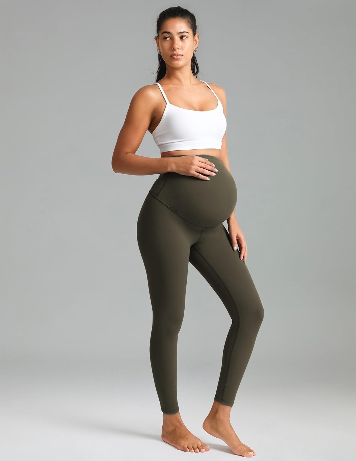 image:imageColorfulkoala Womens Dreamlux Maternity Leggings Over The Belly 25 28 Inseam Soft Workout Activewear Yoga Pregnancy PantsOlive