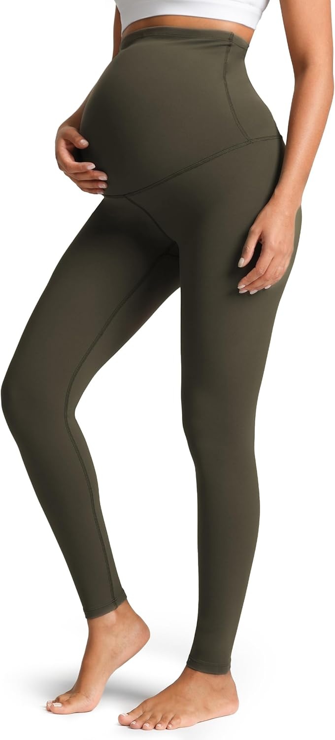 image:imageColorfulkoala Womens Dreamlux Maternity Leggings Over The Belly 25 28 Inseam Soft Workout Activewear Yoga Pregnancy PantsOlive