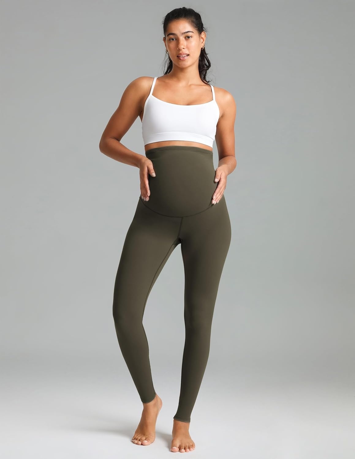 image:imageColorfulkoala Womens Dreamlux Maternity Leggings Over The Belly 25 28 Inseam Soft Workout Activewear Yoga Pregnancy PantsOlive