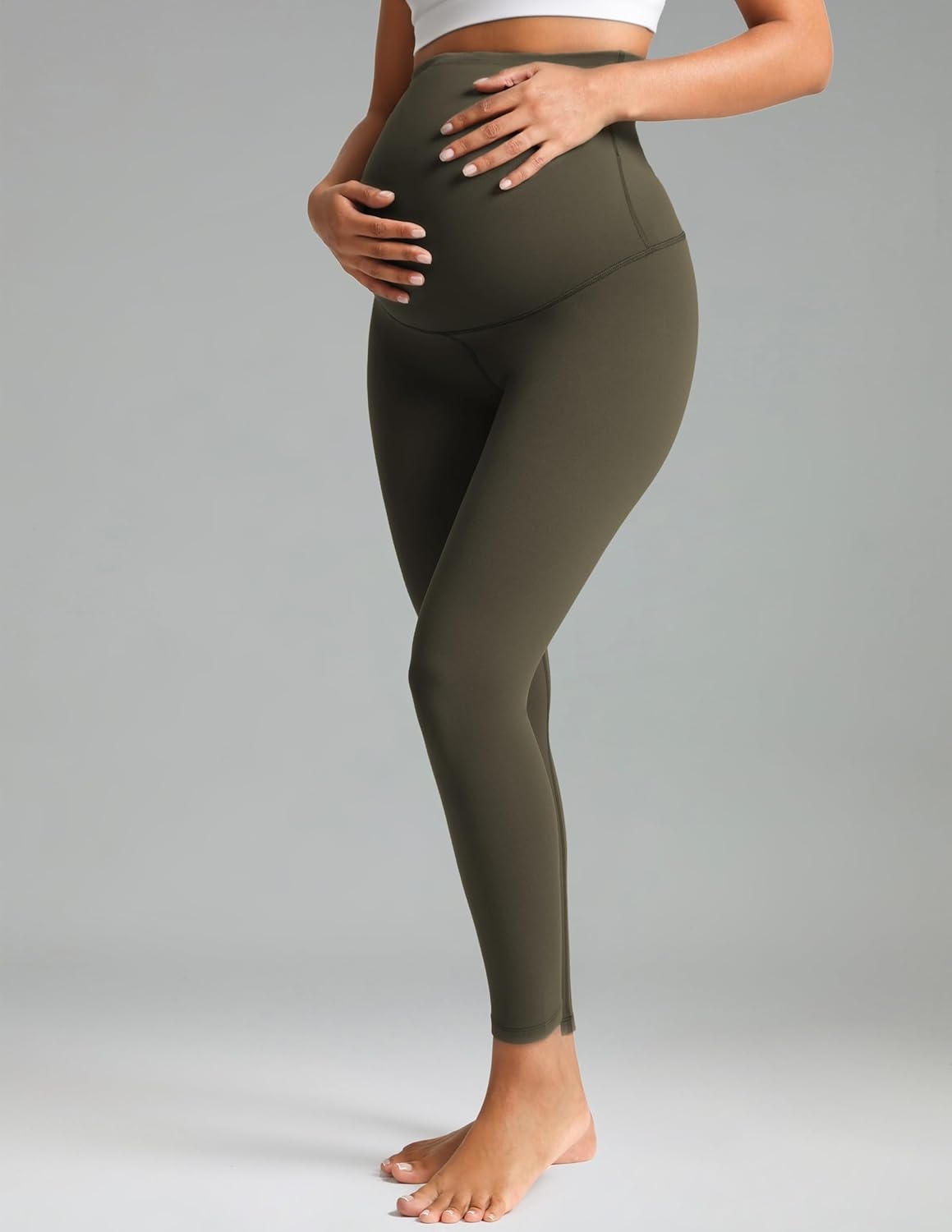 image:imageColorfulkoala Womens Dreamlux Maternity Leggings Over The Belly 25 28 Inseam Soft Workout Activewear Yoga Pregnancy PantsOlive