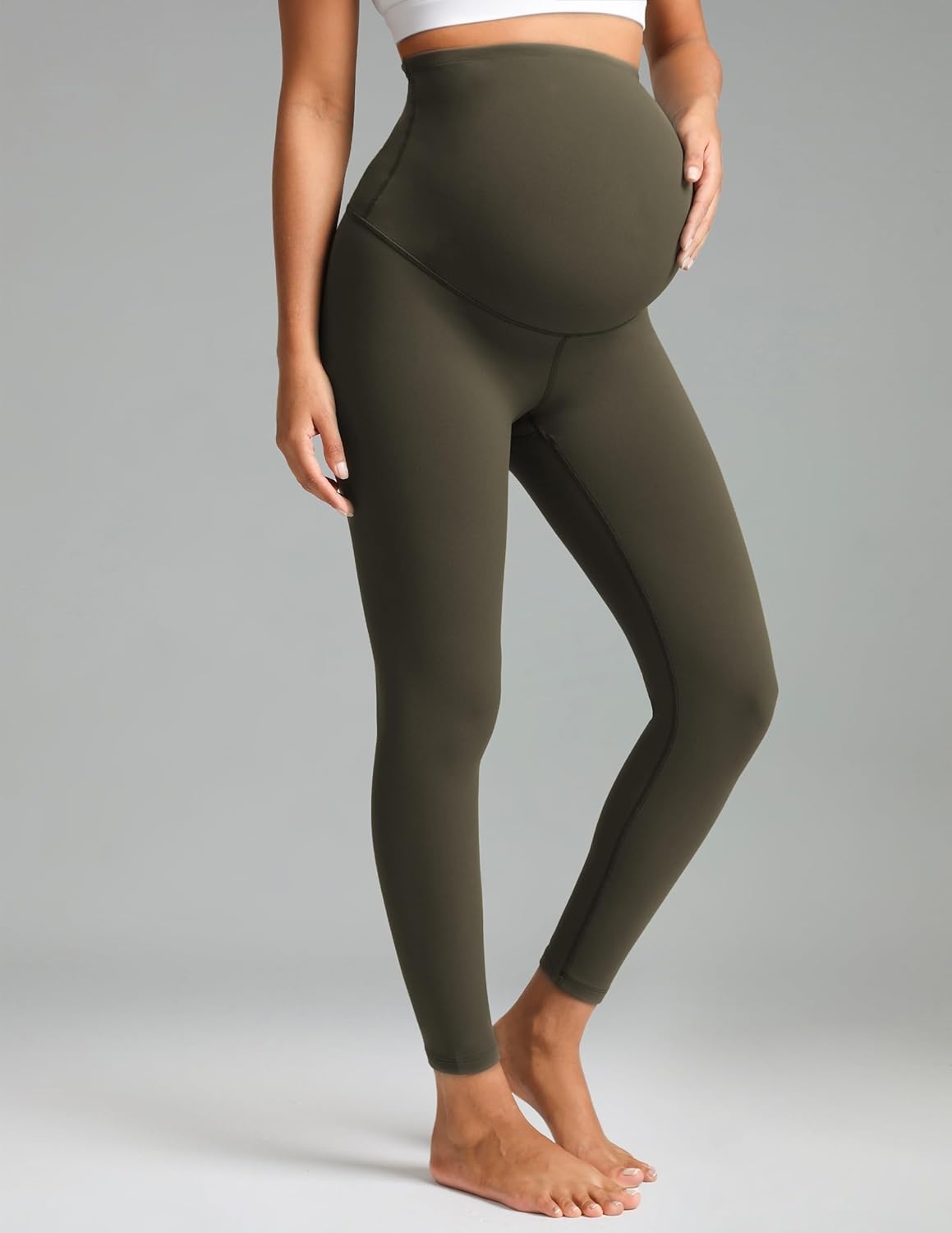 image:imageColorfulkoala Womens Dreamlux Maternity Leggings Over The Belly 25 28 Inseam Soft Workout Activewear Yoga Pregnancy PantsOlive