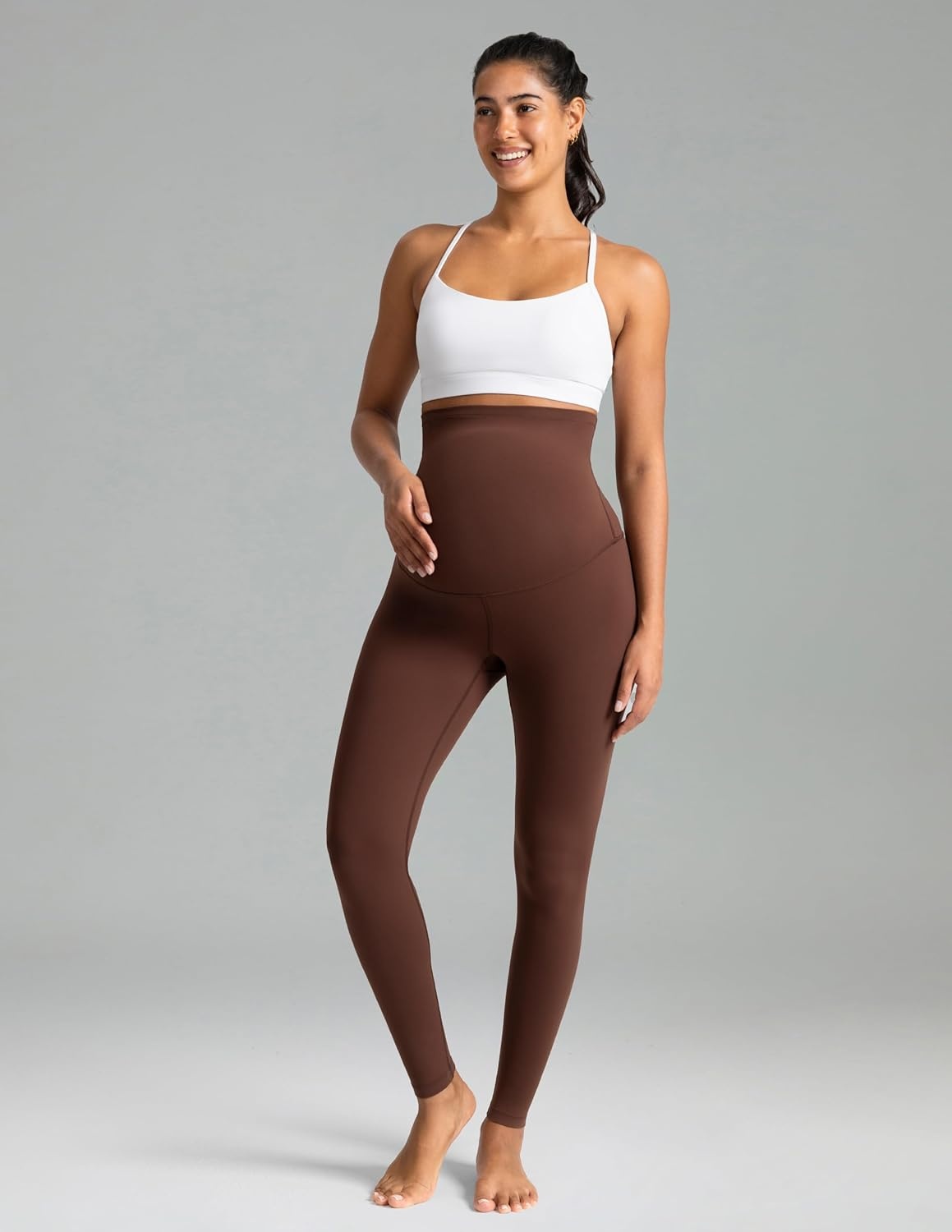 image:imageColorfulkoala Womens Dreamlux Maternity Leggings Over The Belly 25 28 Inseam Soft Workout Activewear Yoga Pregnancy PantsRoasted Chestnut