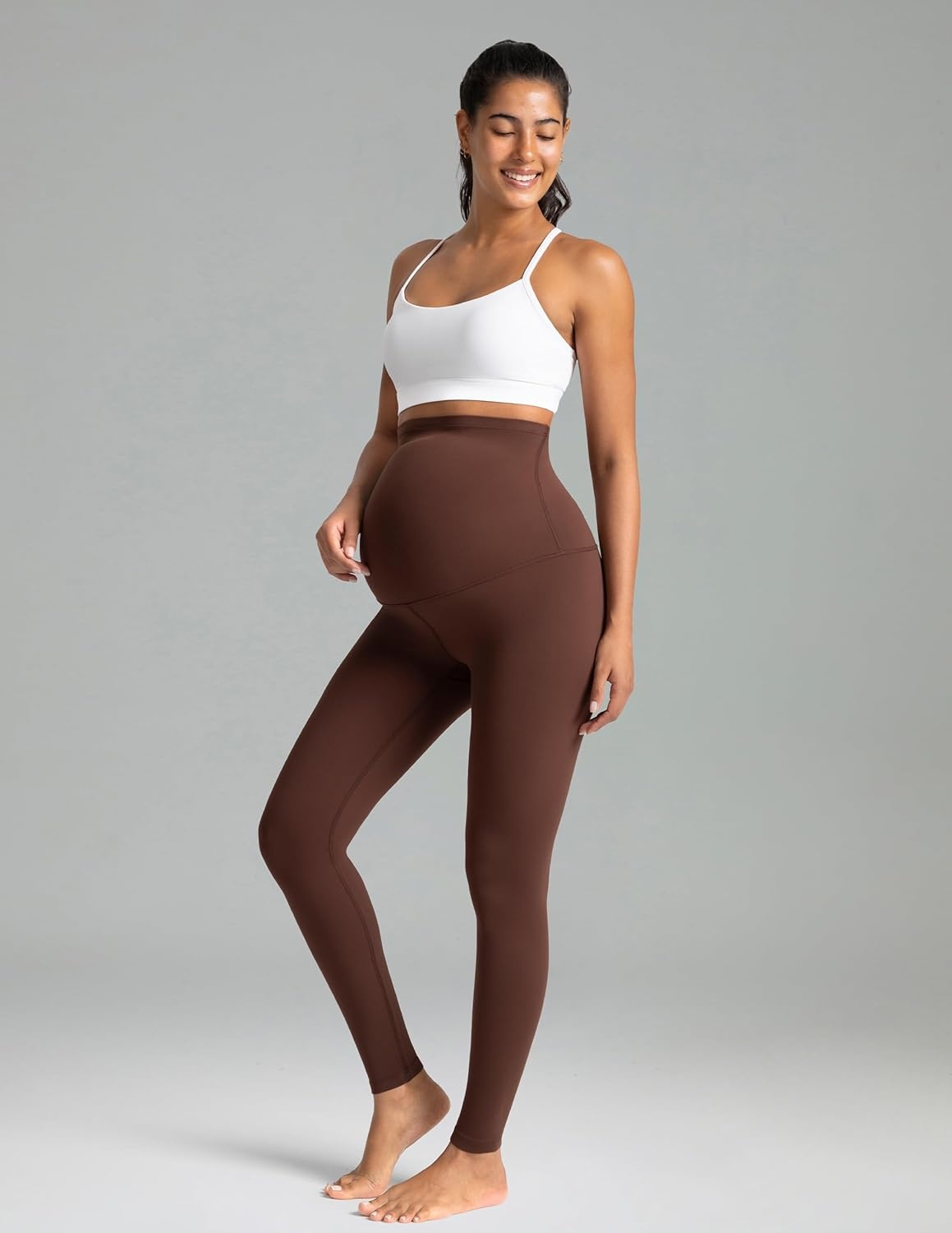image:imageColorfulkoala Womens Dreamlux Maternity Leggings Over The Belly 25 28 Inseam Soft Workout Activewear Yoga Pregnancy PantsRoasted Chestnut