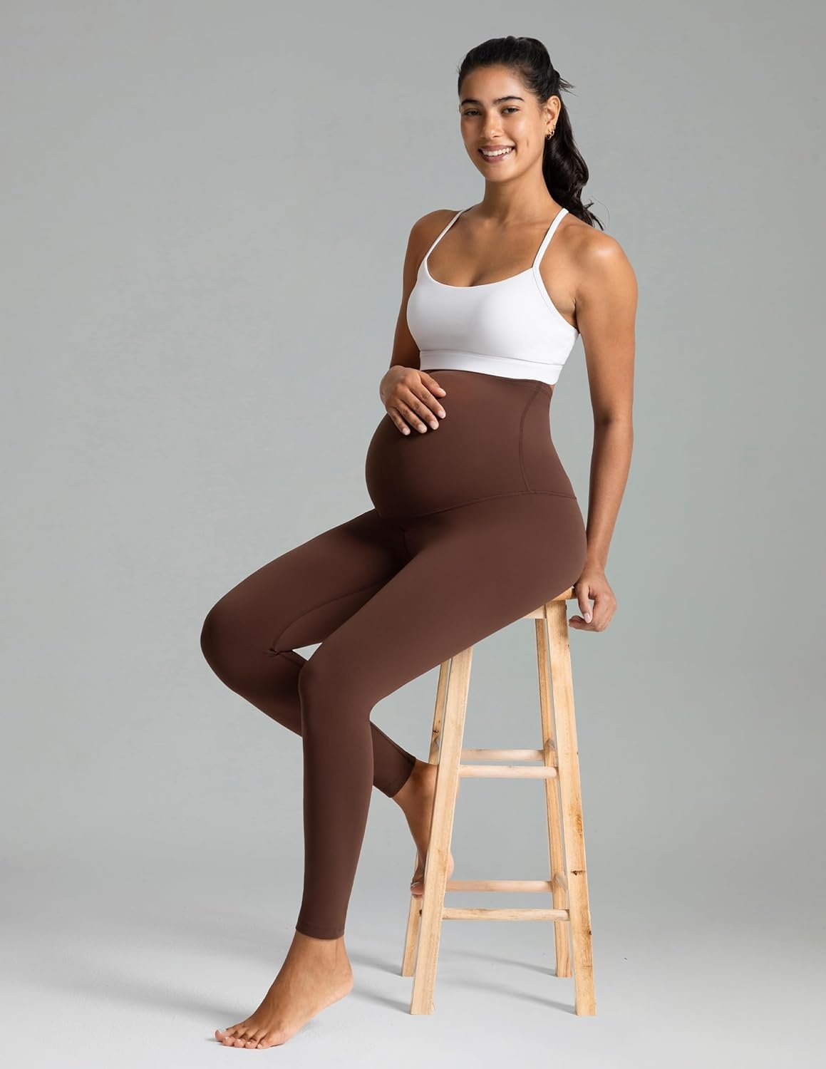 image:imageColorfulkoala Womens Dreamlux Maternity Leggings Over The Belly 25 28 Inseam Soft Workout Activewear Yoga Pregnancy PantsRoasted Chestnut