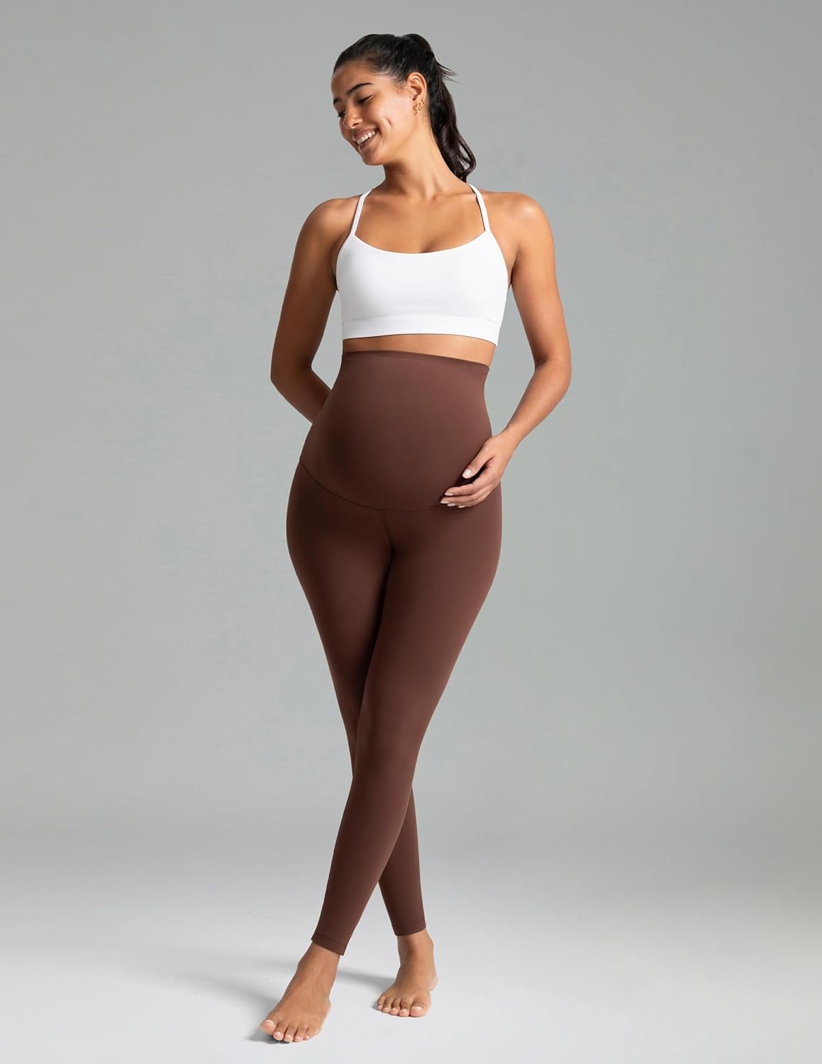 image:imageColorfulkoala Womens Dreamlux Maternity Leggings Over The Belly 25 28 Inseam Soft Workout Activewear Yoga Pregnancy PantsRoasted Chestnut