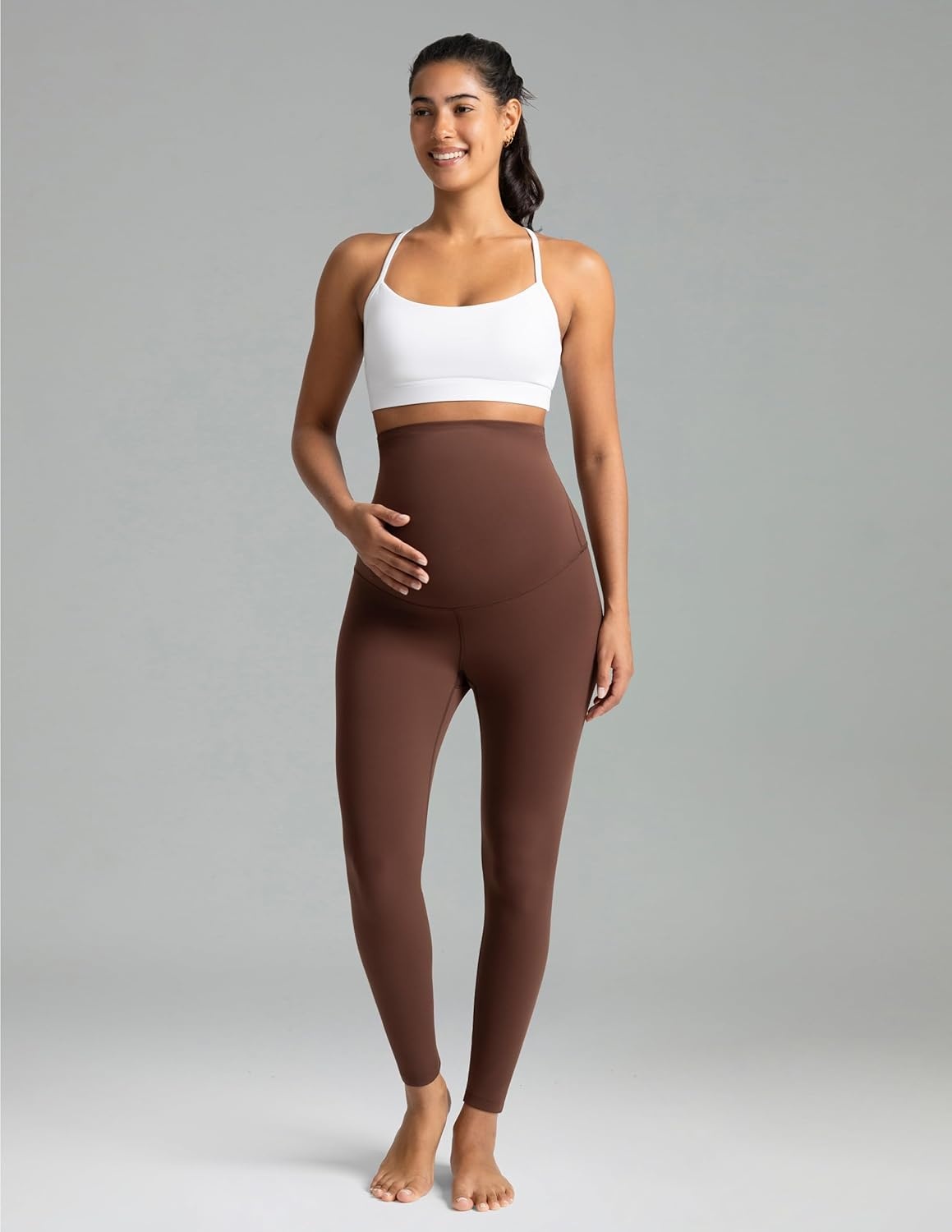 image:imageColorfulkoala Womens Dreamlux Maternity Leggings Over The Belly 25 28 Inseam Soft Workout Activewear Yoga Pregnancy PantsRoasted Chestnut