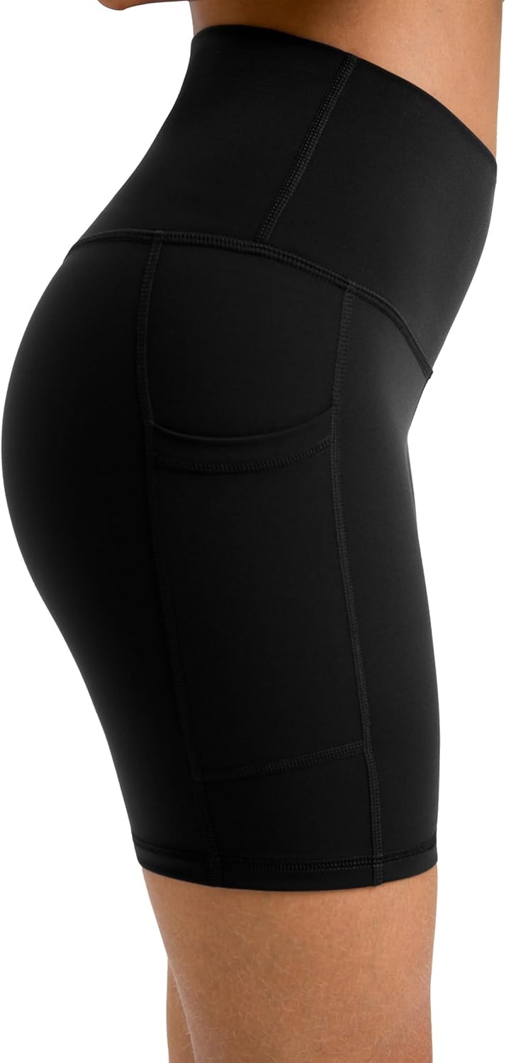 image:imageColorfulkoala Womens High Waisted Biker Shorts with Pockets 6 Inseam Yoga Tummy Control ShortBlack