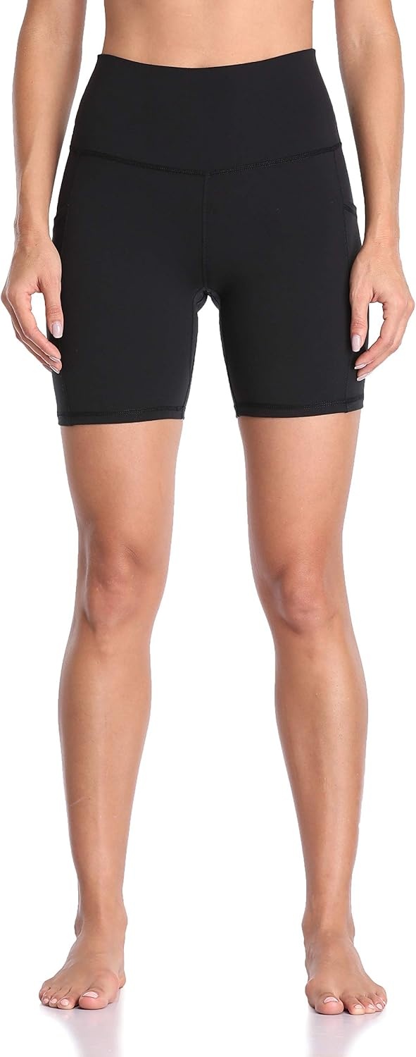 image:imageColorfulkoala Womens High Waisted Biker Shorts with Pockets 6 Inseam Yoga Tummy Control ShortBlack