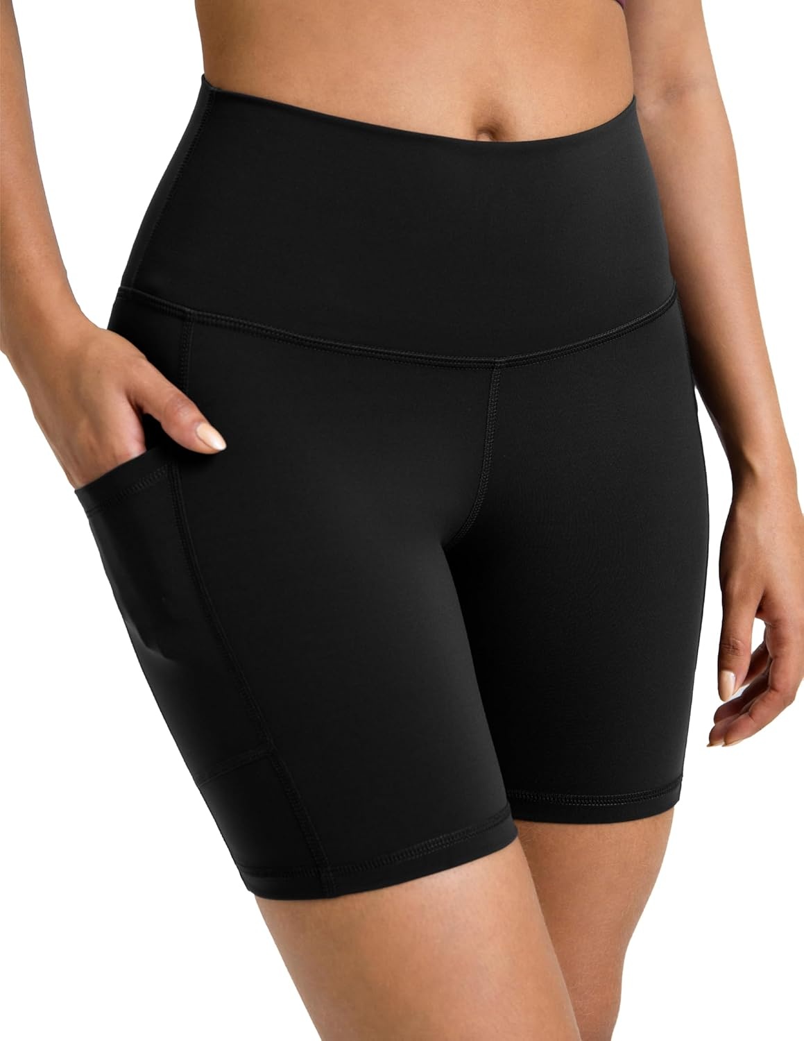 image:imageColorfulkoala Womens High Waisted Biker Shorts with Pockets 6 Inseam Yoga Tummy Control ShortBlack