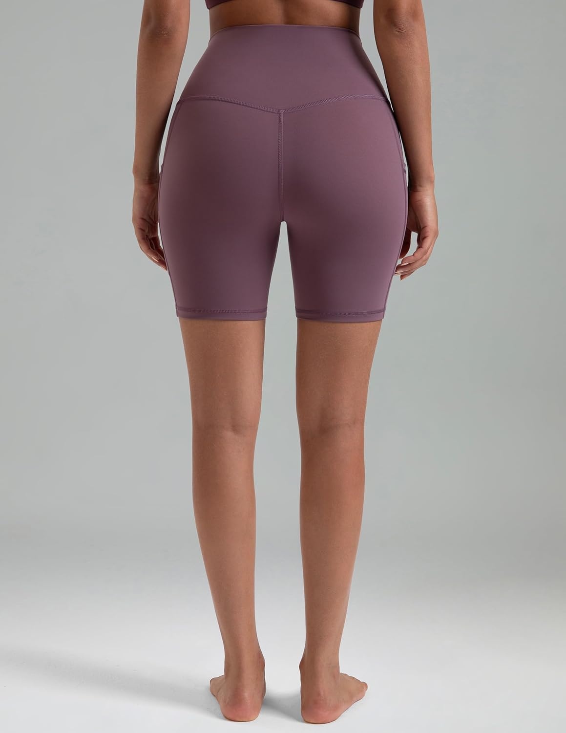 image:imageColorfulkoala Womens High Waisted Biker Shorts with Pockets 6 Inseam Yoga Tummy Control ShortDusty Red