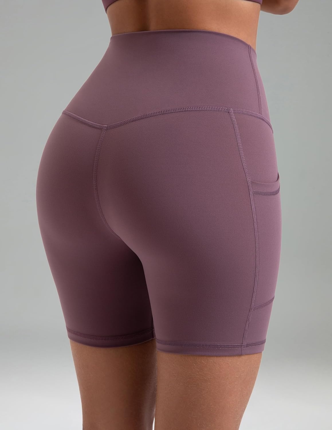image:imageColorfulkoala Womens High Waisted Biker Shorts with Pockets 6 Inseam Yoga Tummy Control ShortDusty Red