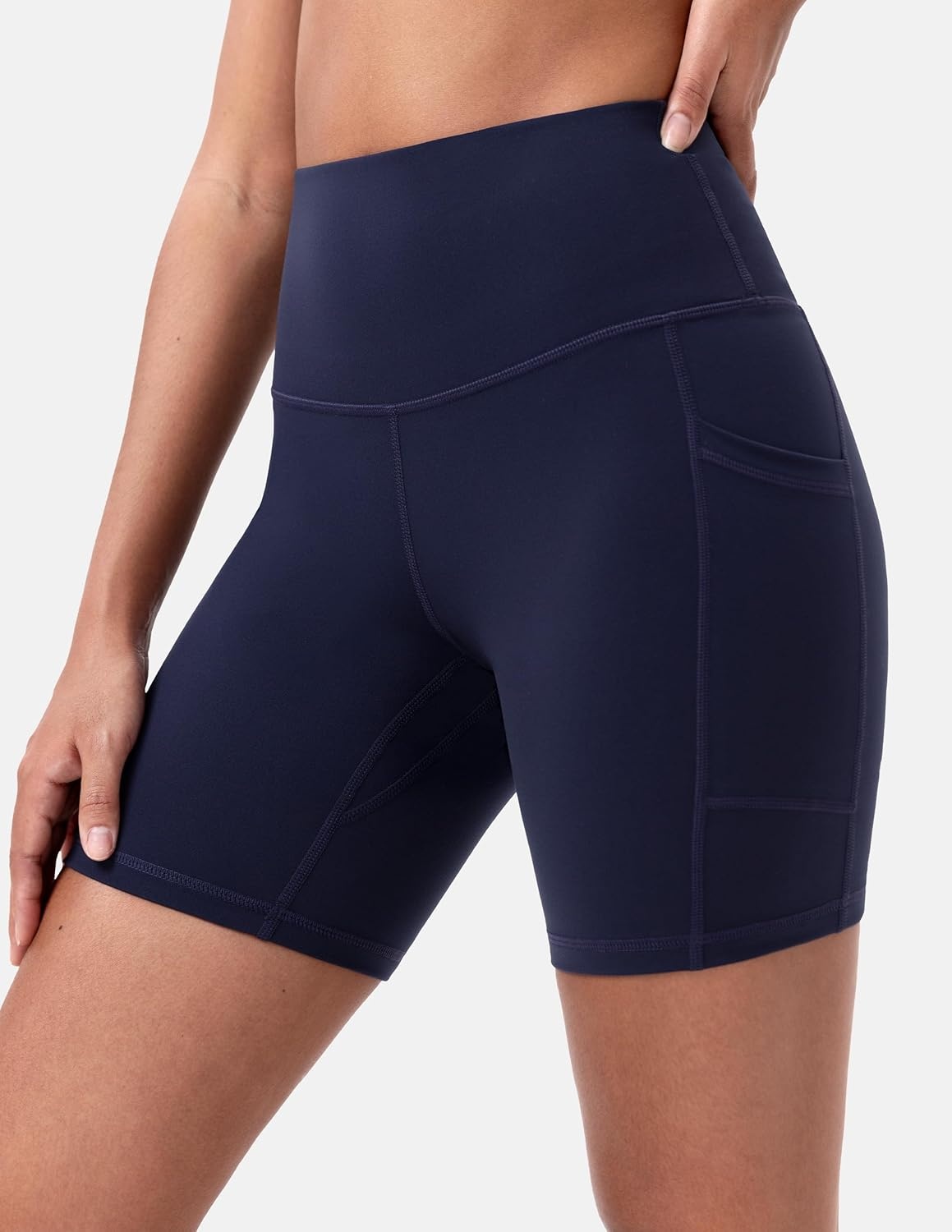 image:imageColorfulkoala Womens High Waisted Biker Shorts with Pockets 6 Inseam Yoga Tummy Control ShortNavy