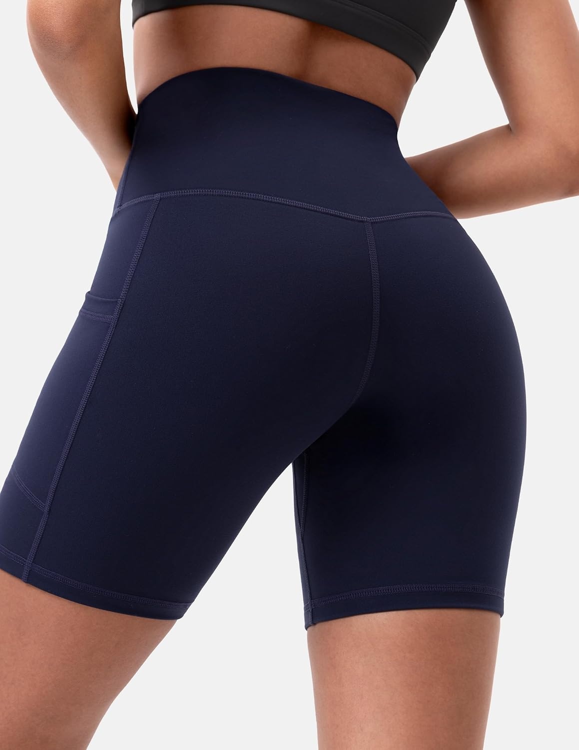 image:imageColorfulkoala Womens High Waisted Biker Shorts with Pockets 6 Inseam Yoga Tummy Control ShortNavy