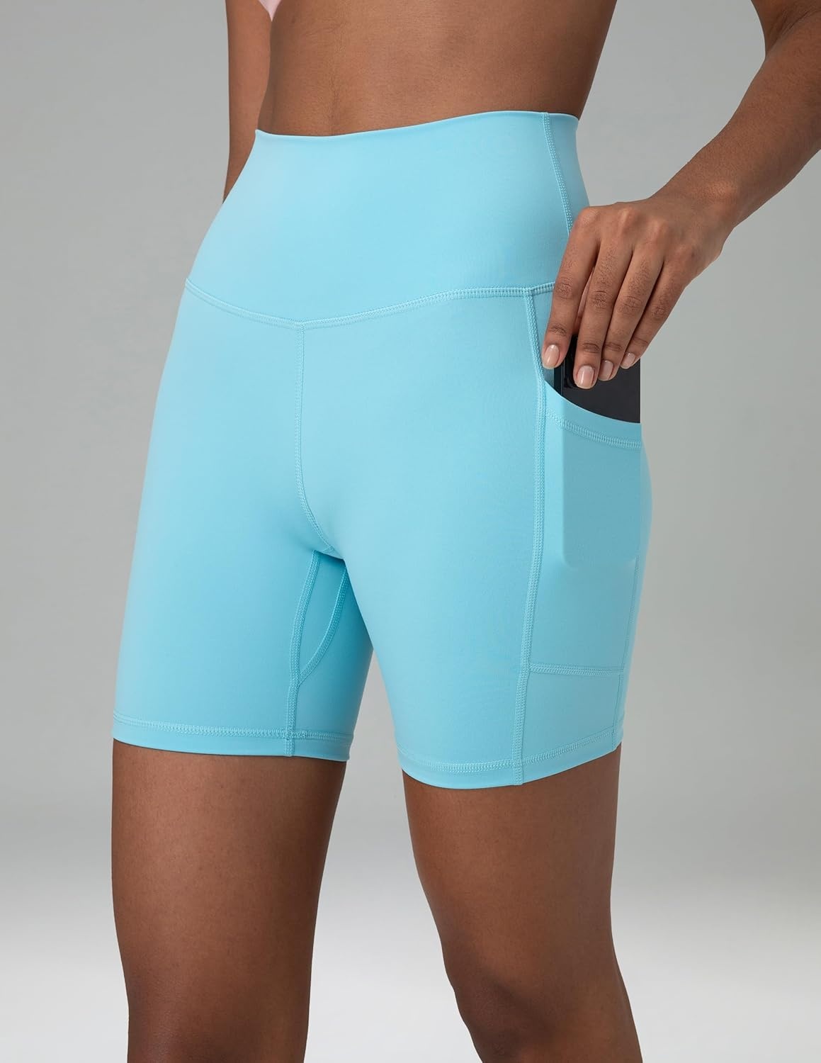 image:imageColorfulkoala Womens High Waisted Biker Shorts with Pockets 6 Inseam Yoga Tummy Control ShortSky Blue