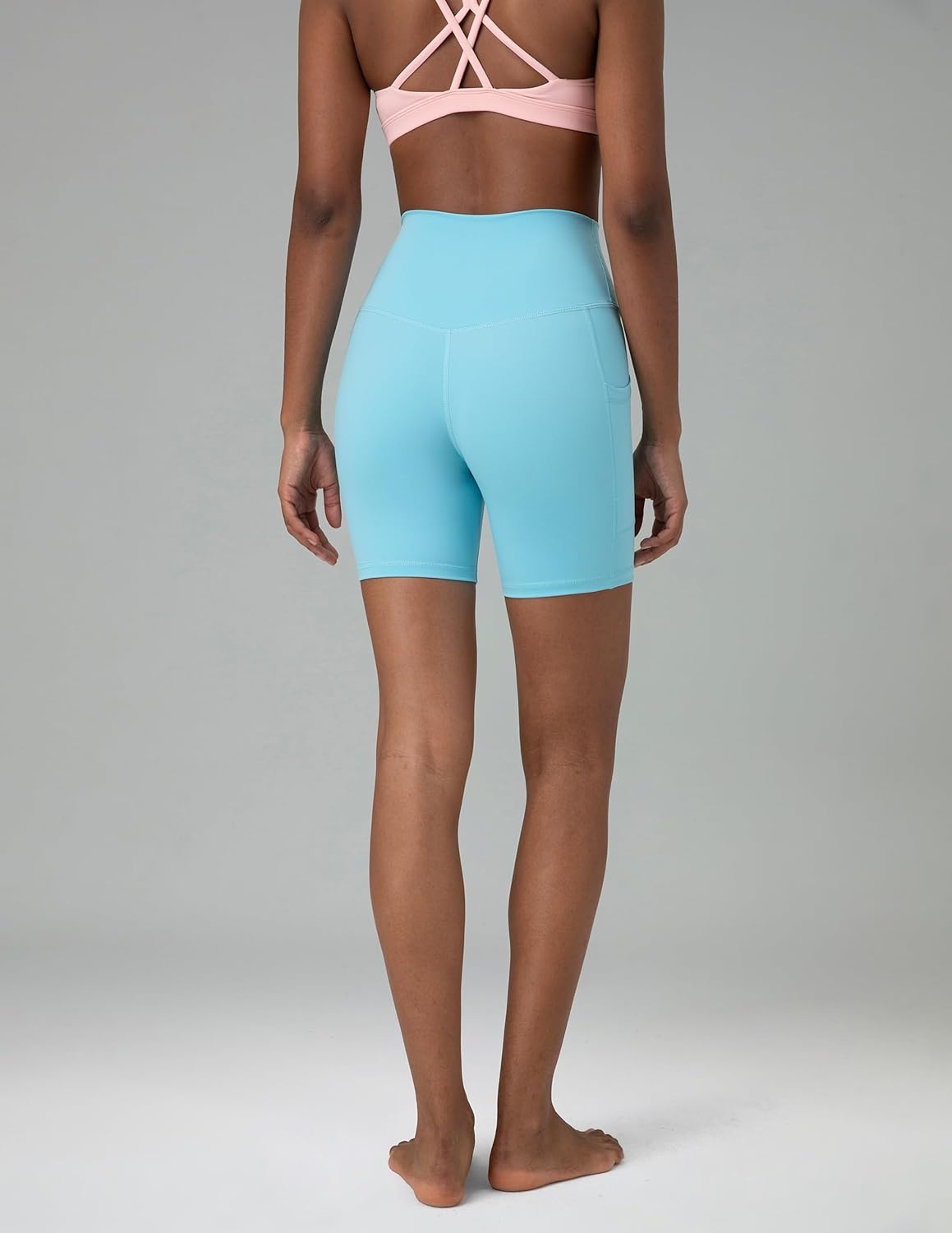 image:imageColorfulkoala Womens High Waisted Biker Shorts with Pockets 6 Inseam Yoga Tummy Control ShortSky Blue