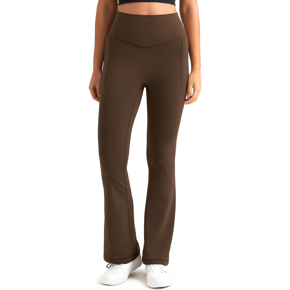 image:imageColorfulkoala Dreamlux Flare Leggings for Women with Pockets High Waist No Front Seam Yoga Pants 275 295 315Cocoa