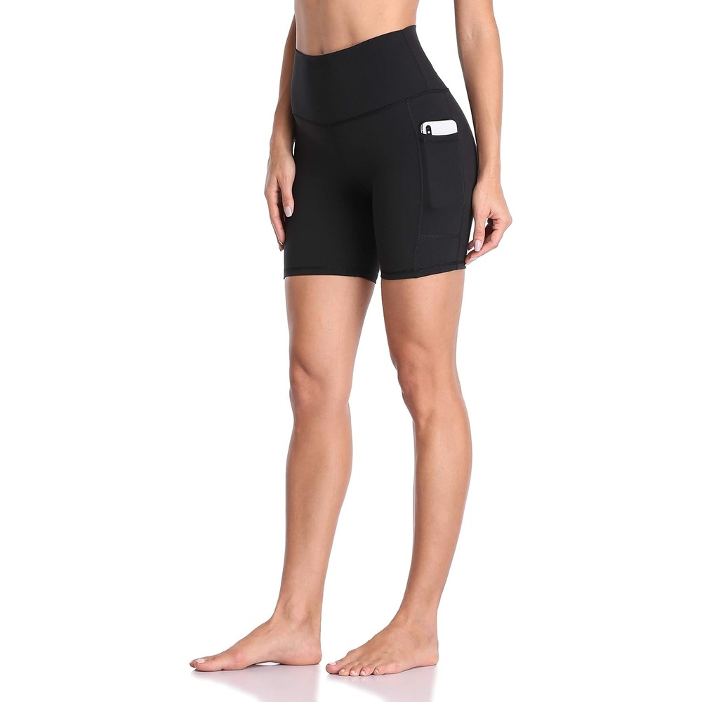 image:imageColorfulkoala Womens High Waisted Biker Shorts with Pockets 6 Inseam Yoga Tummy Control ShortBlack