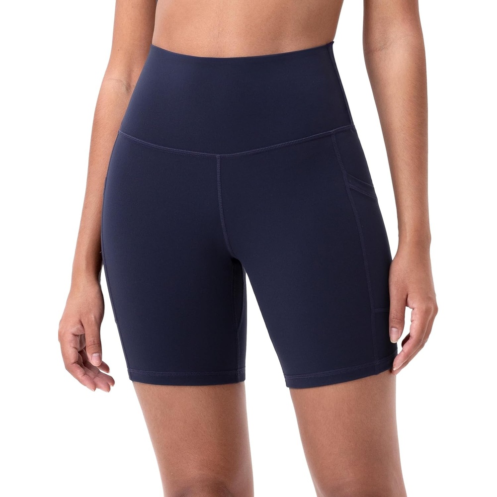 image:imageColorfulkoala Womens High Waisted Biker Shorts with Pockets 6 Inseam Yoga Tummy Control ShortNavy