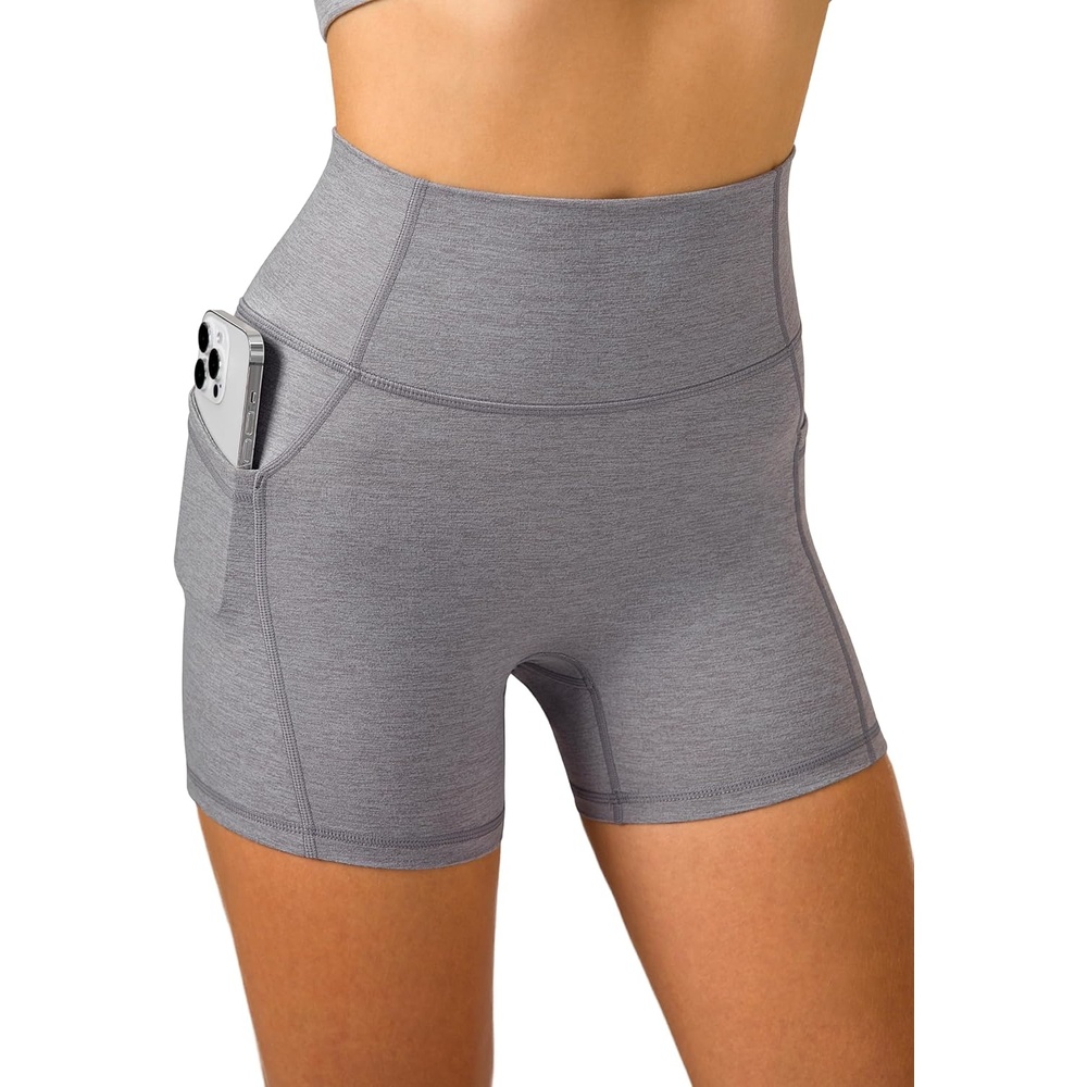 image:imageColorfulkoala Womens Spacedye Biker Shorts High Waist 4 No Front Seam Yoga Gym Running Workout Shorts with Pockets