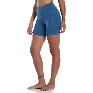 image:imageColorfulkoala Womens High Waisted Biker Shorts with Pockets 6 Inseam Yoga Tummy Control ShortClassic Blue