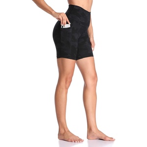 image:imageColorfulkoala Womens High Waisted Biker Shorts with Pockets 6 Inseam Yoga Tummy Control ShortDeep Grey Splinter Camo